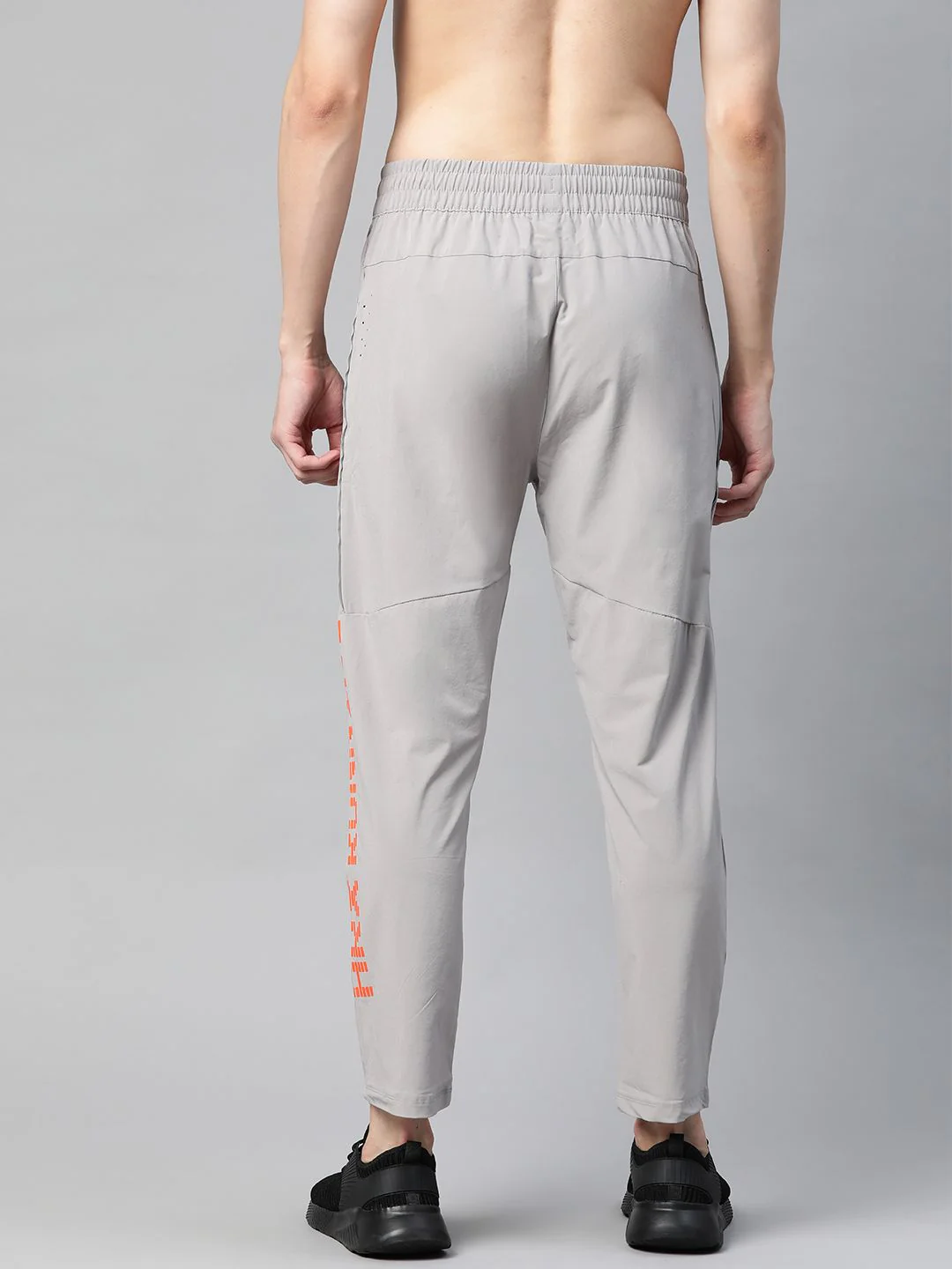 HRX by Hrithik Roshan Men Grey Solid Slim Fit Rapid-Dry Antimicrobial Running Track Pants - Image 3