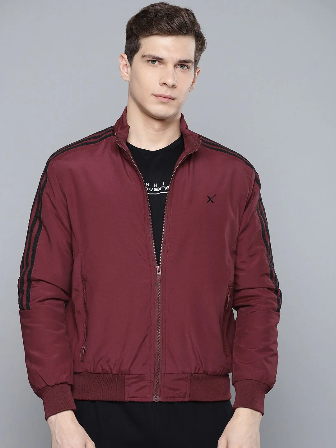 HRX by Hrithik Roshan Men Maroon Solid Active Bomber Jacket - Image 3