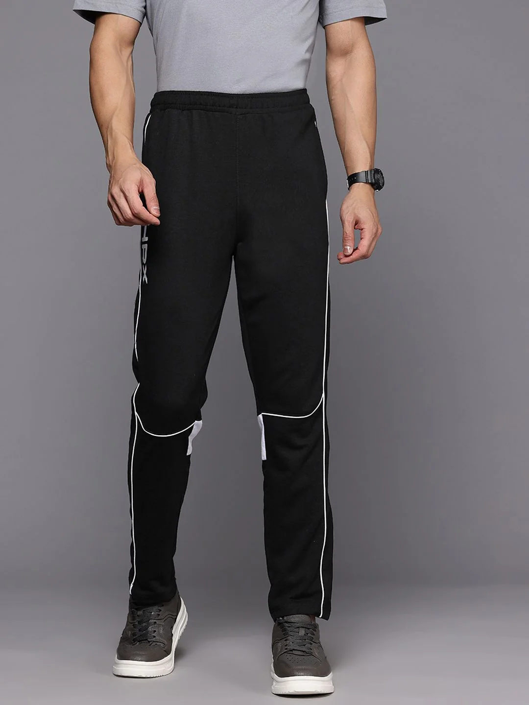 HRX by Hrithik Roshan Men Monochrome Printed Detail Lifestyle Track Pants - Image 2