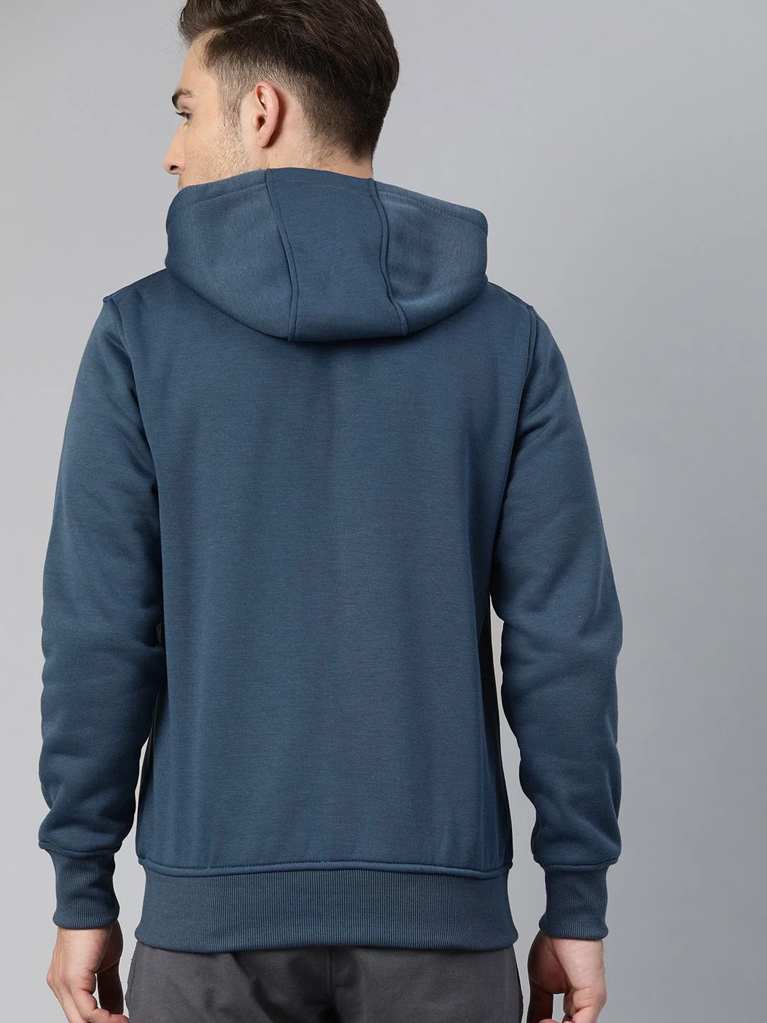 HRX by Hrithik Roshan Men Navy Blue Solid Hooded Bomber Jacket - Image 5