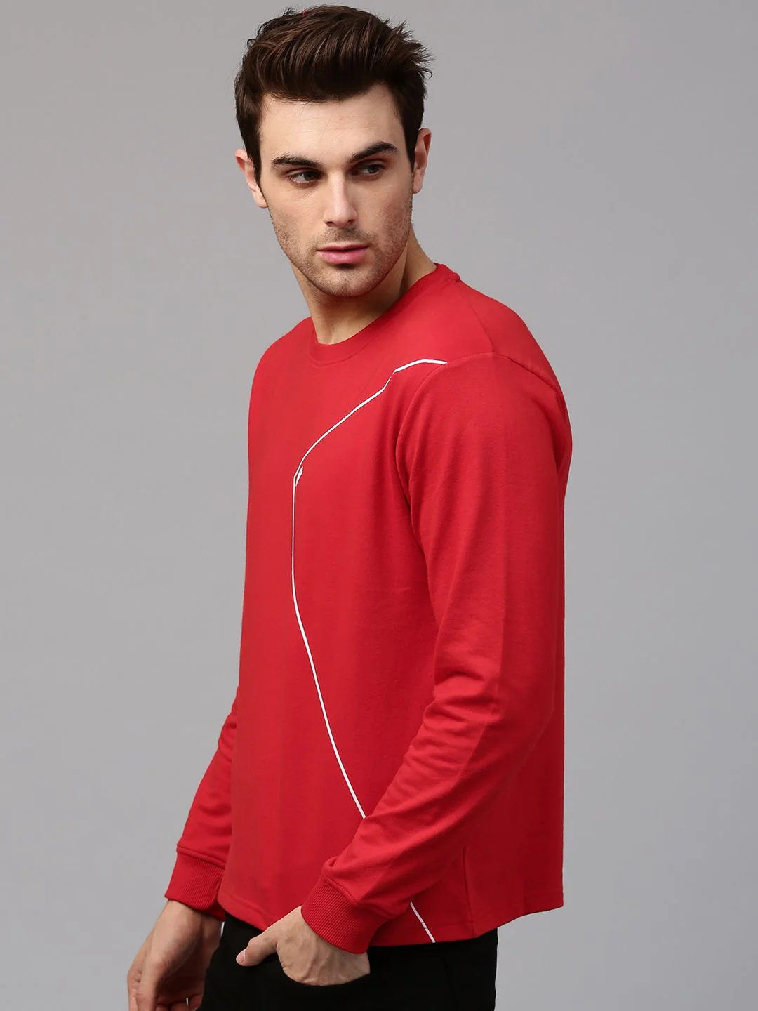 HRX by Hrithik Roshan Men Red Solid Sweatshirt - Image 3