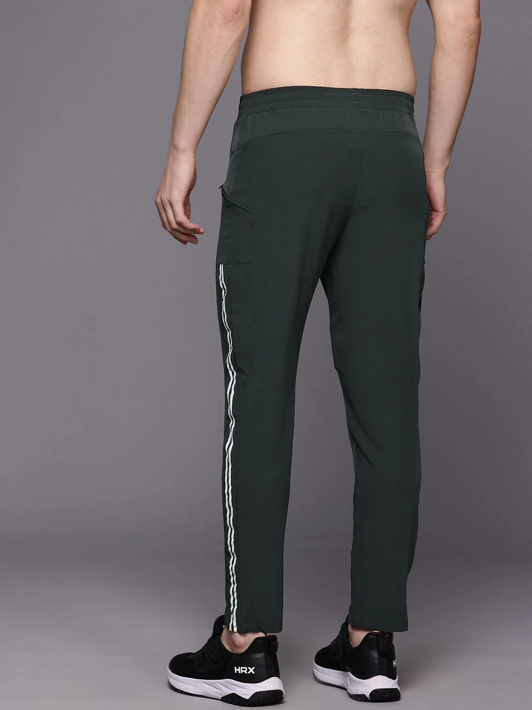HRX by Hrithik Roshan Men Striped Detail Mid-Rise Rapid-Dry Training Track Pants - Image 3