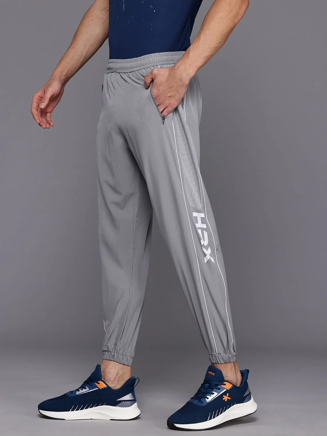 HRX by Hrithik Roshan Men Striped Detail Training Track Pants - Image 2