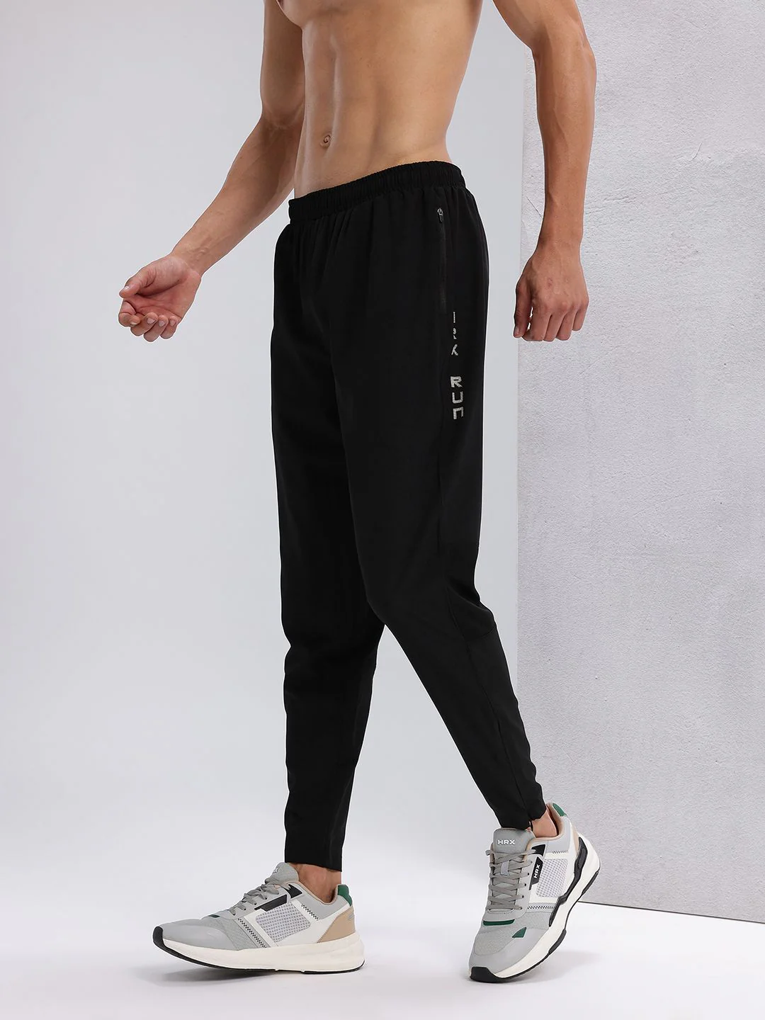 HRX by Hrithik Roshan Men Typography Print Panelled Mid-Rise Rapid-Dry Running Track Pants - Image 3