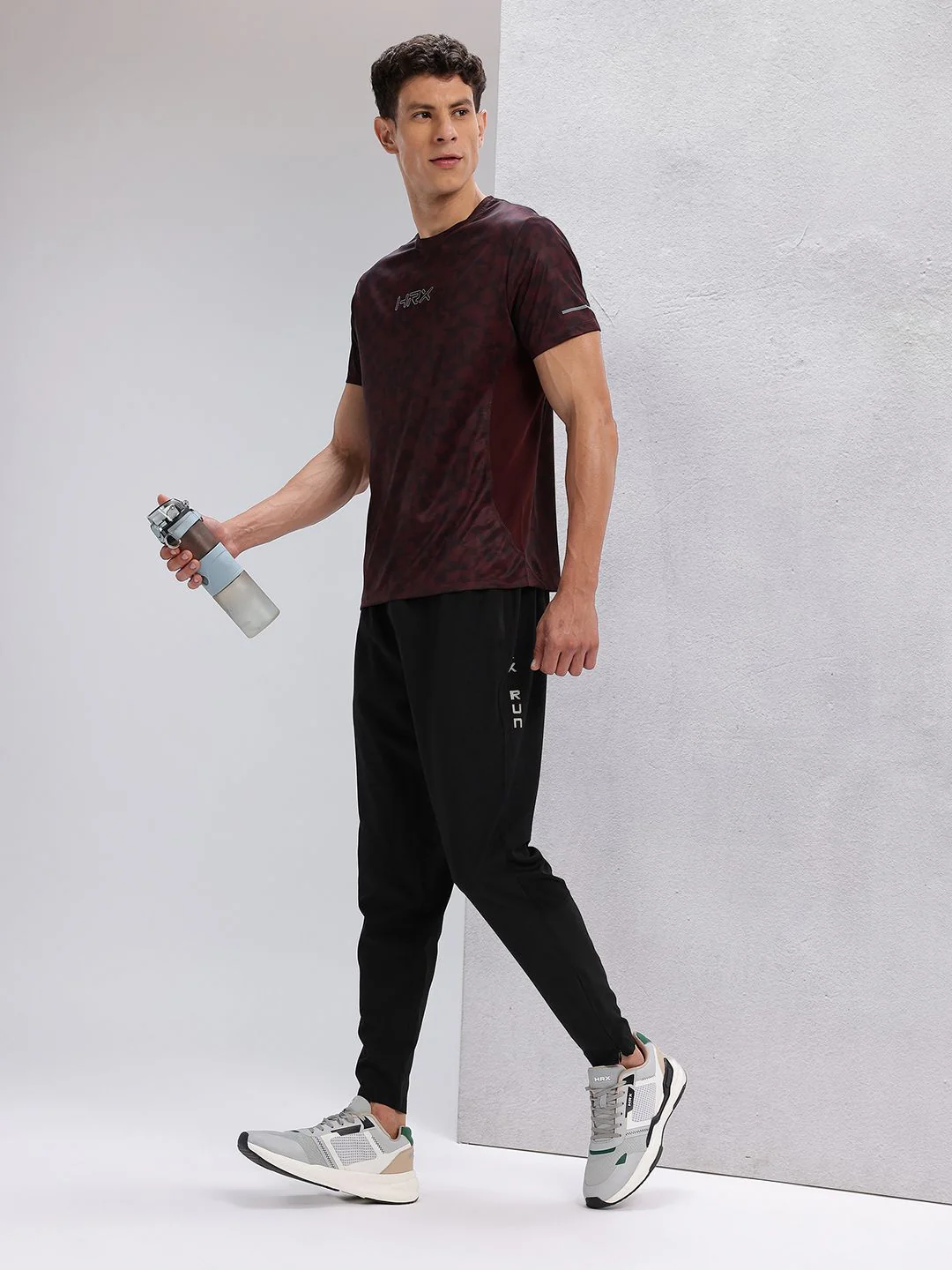 HRX by Hrithik Roshan Men Typography Print Panelled Mid-Rise Rapid-Dry Running Track Pants - Image 4
