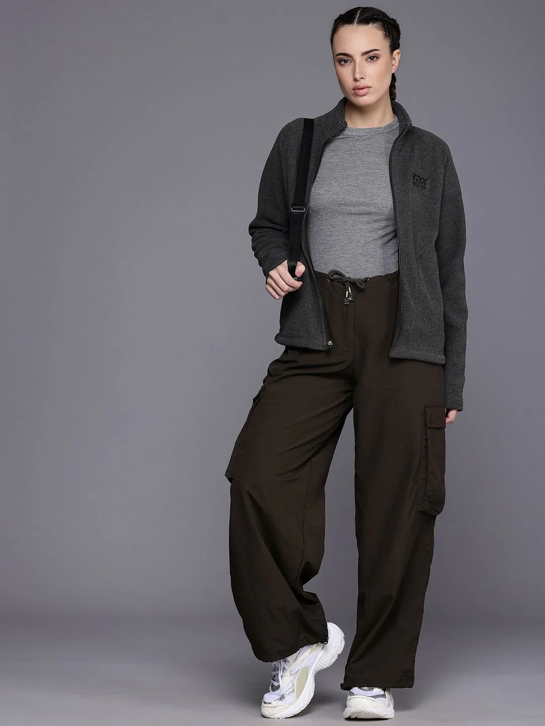 HRX by Hrithik Roshan Open Front Fleece Sweatshirt - Image 4
