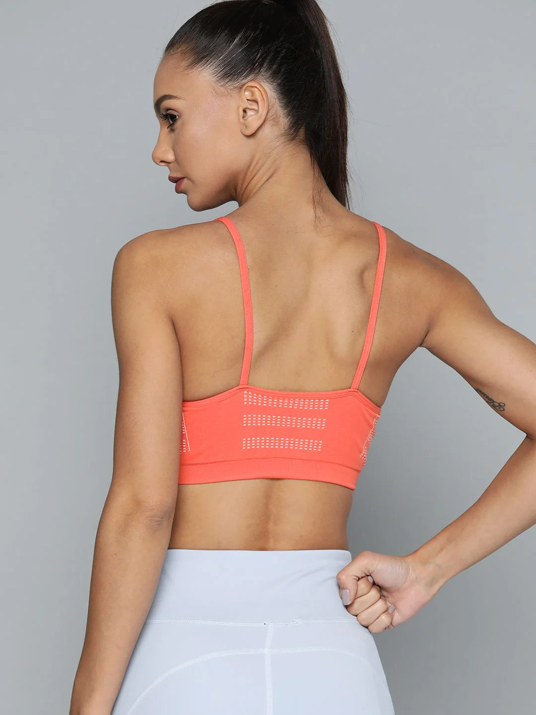 HRX by Hrithik Roshan Seamless Women Coral Orange Rapid Dry Yoga Sports Bra 3654 - Image 5