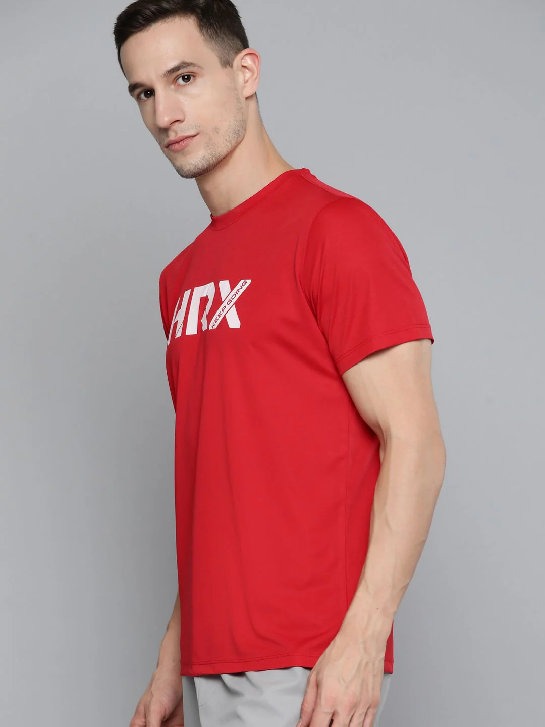 HRX By Hrithik Roshan Training Men Formula Red Rapid-Dry Brand Carrier Tshirts - Image 3