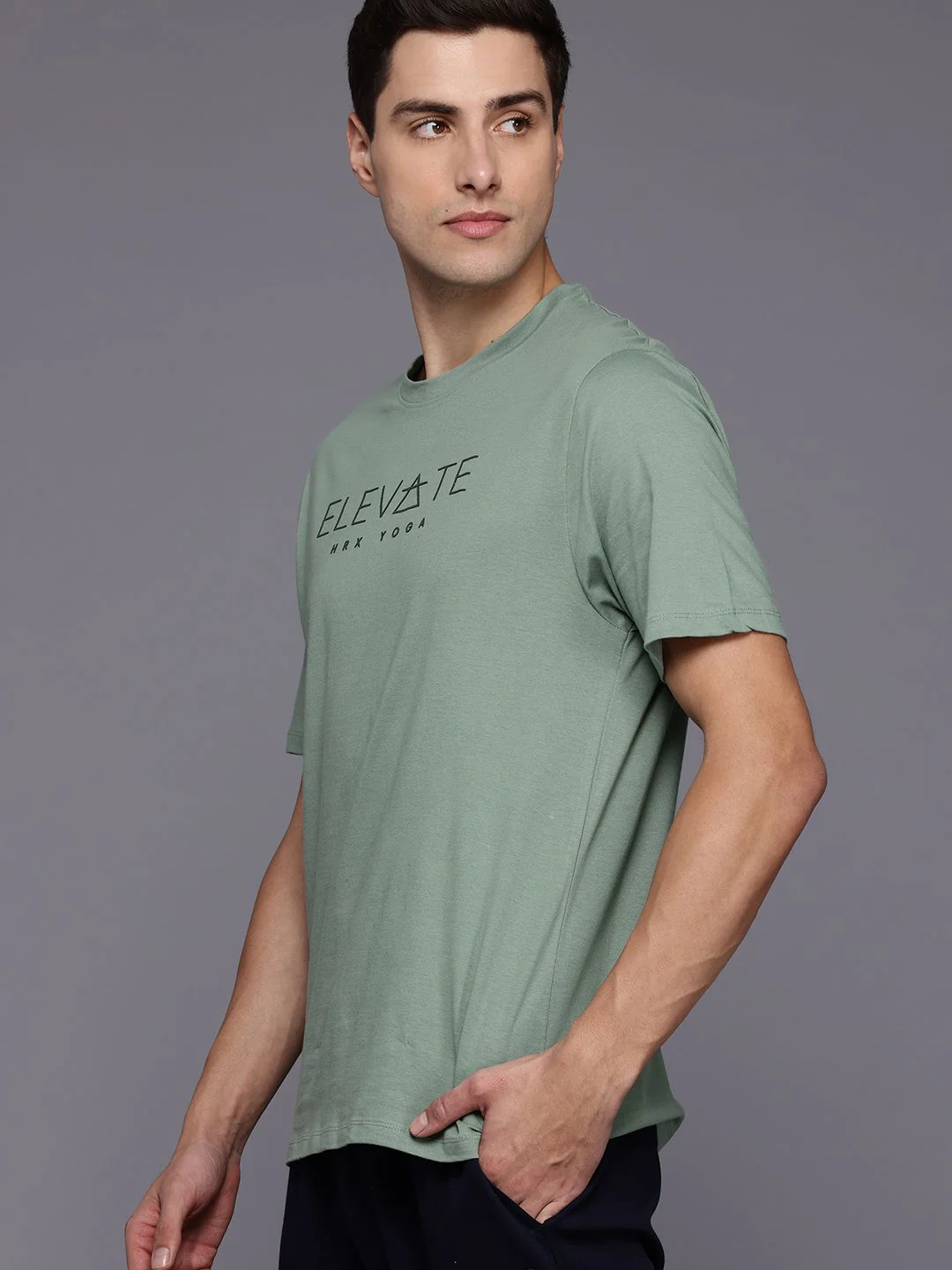 HRX by Hrithik Roshan Typography Printed Pure Cotton Yoga T-shirt - Image 3