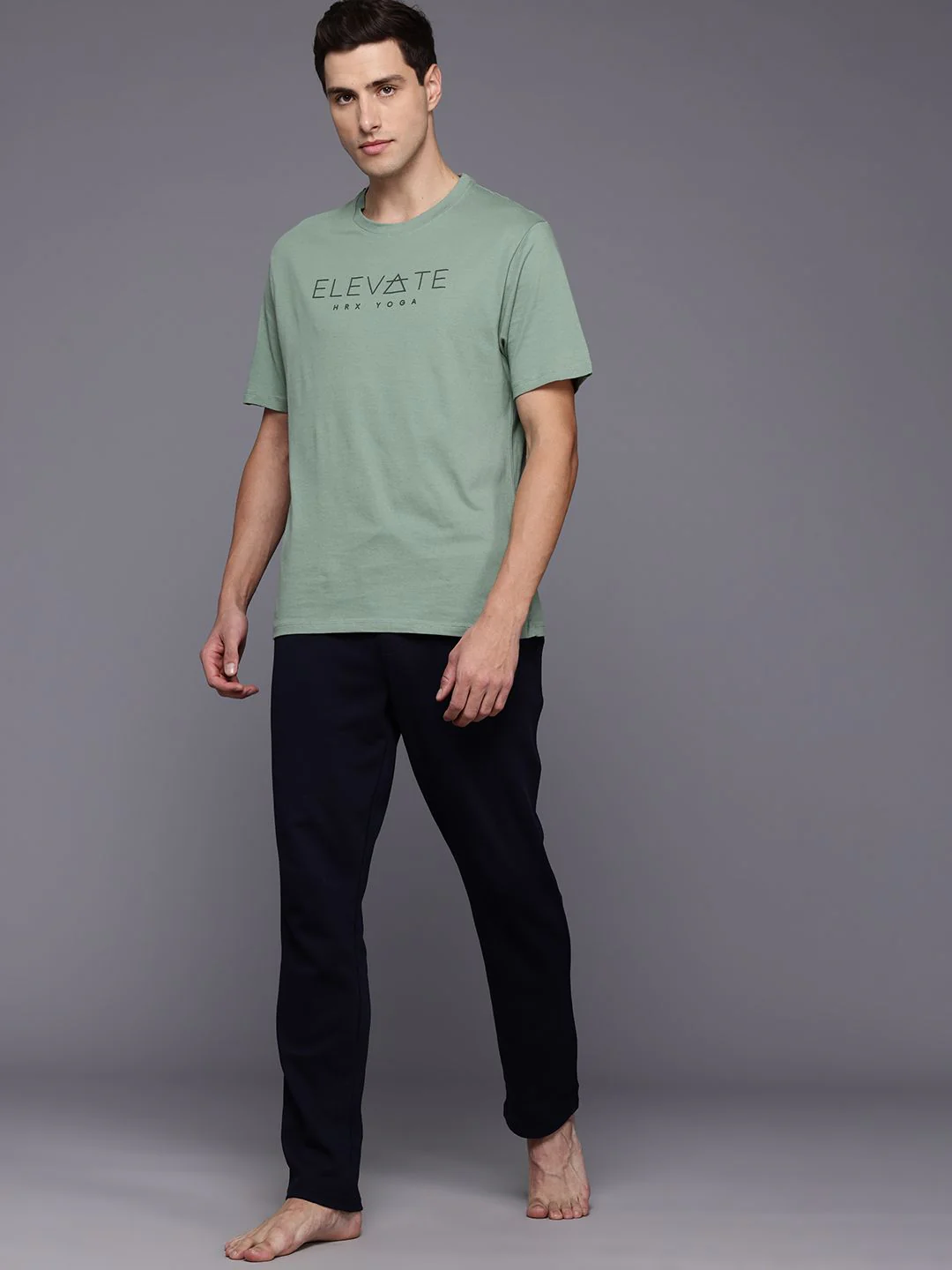 HRX by Hrithik Roshan Typography Printed Pure Cotton Yoga T-shirt - Image 4