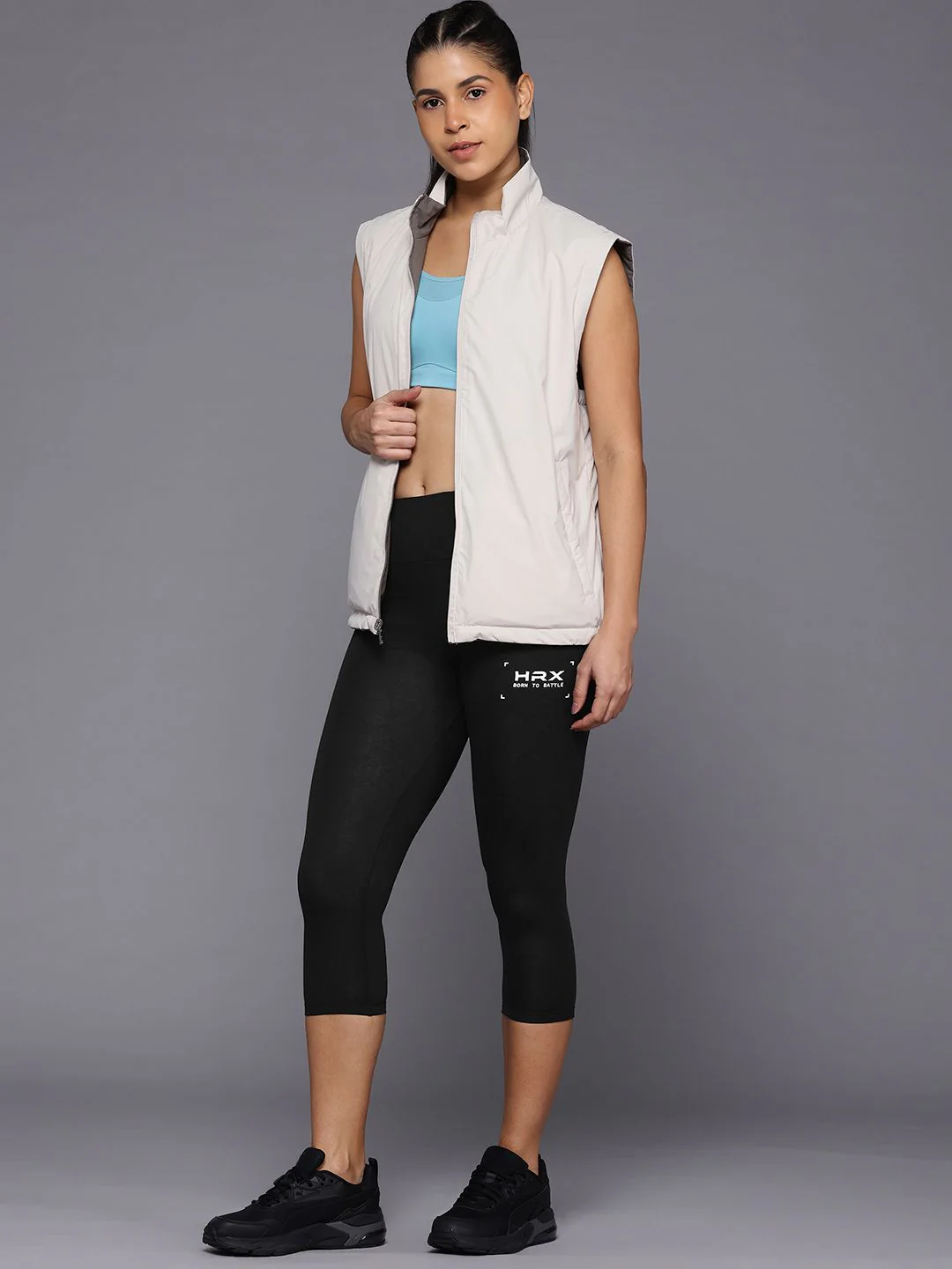 HRX by Hrithik Roshan Women Brand Logo Print Detail Three-Fourth Lifestyle Tights - Image 5