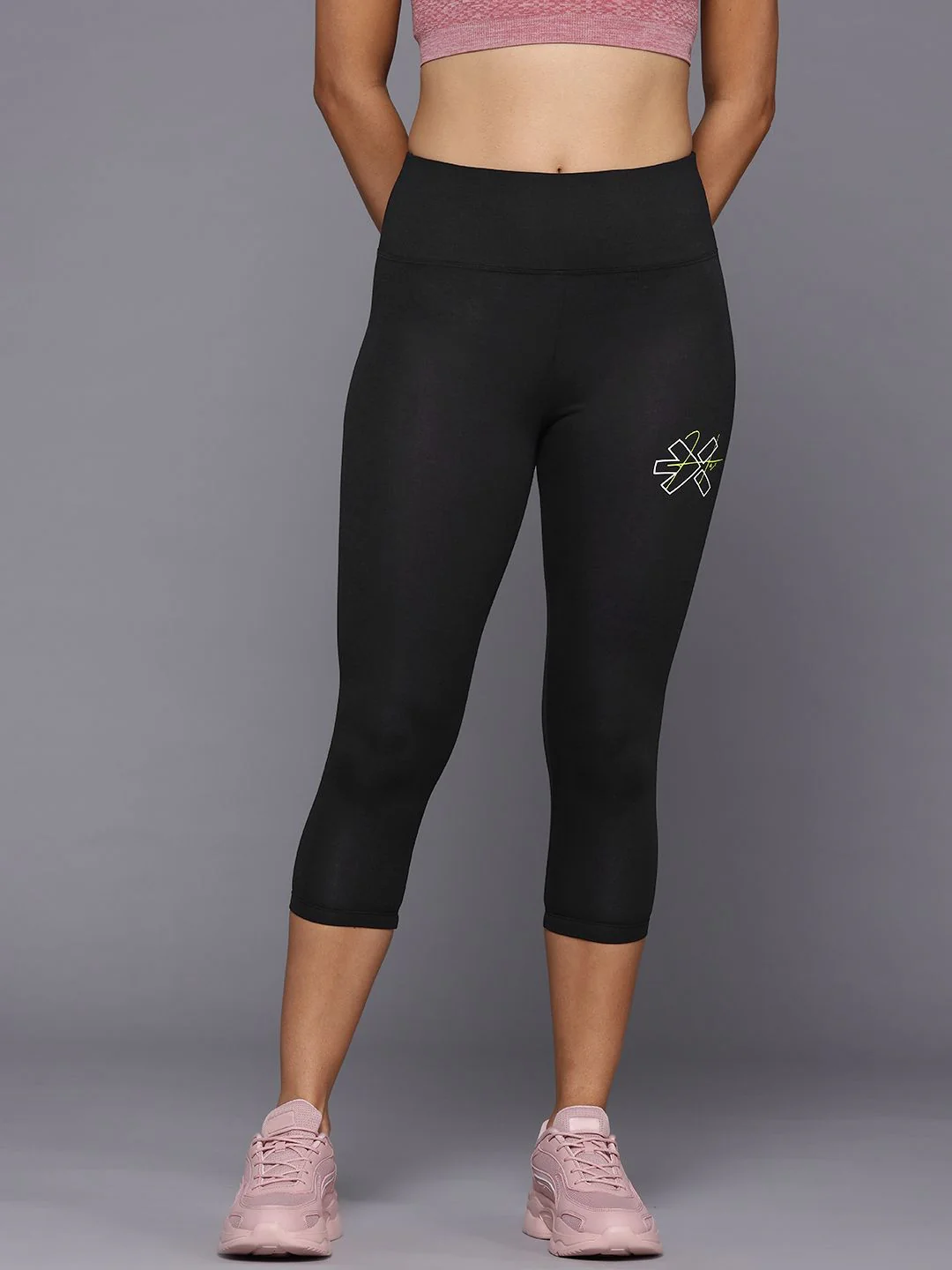 HRX by Hrithik Roshan Women Brand Logo Print Detail Three-Fourth Lifestyle Tights - Image 2