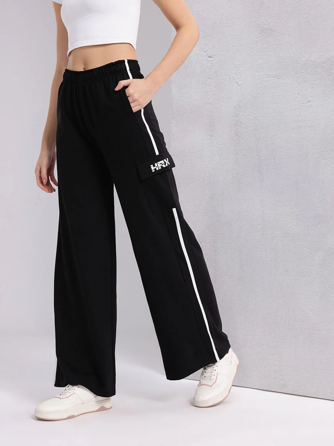 HRX by Hrithik Roshan  Women Lifestyle Side Stripe Cargo Track Pants - Image 3