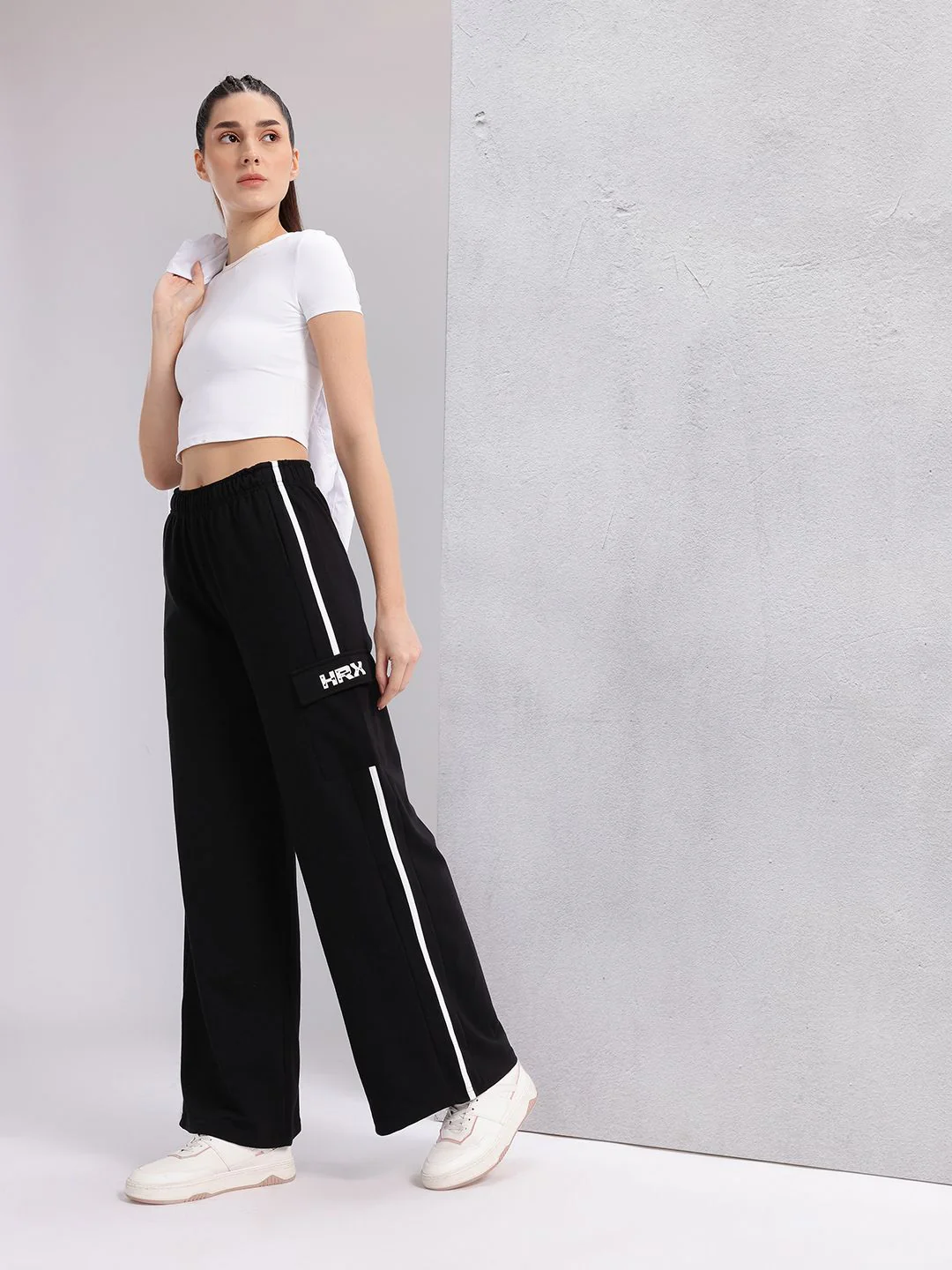 HRX by Hrithik Roshan  Women Lifestyle Side Stripe Cargo Track Pants - Image 4