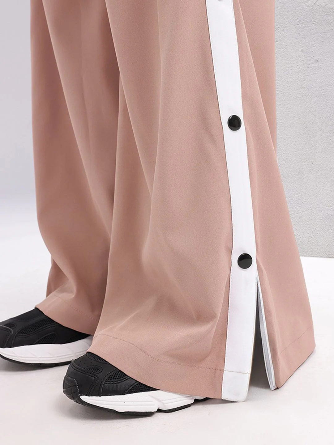 HRX by Hrithik Roshan Women Side Snap-Buttoned Stripe Flared Lifestyle Track Pants - Image 7