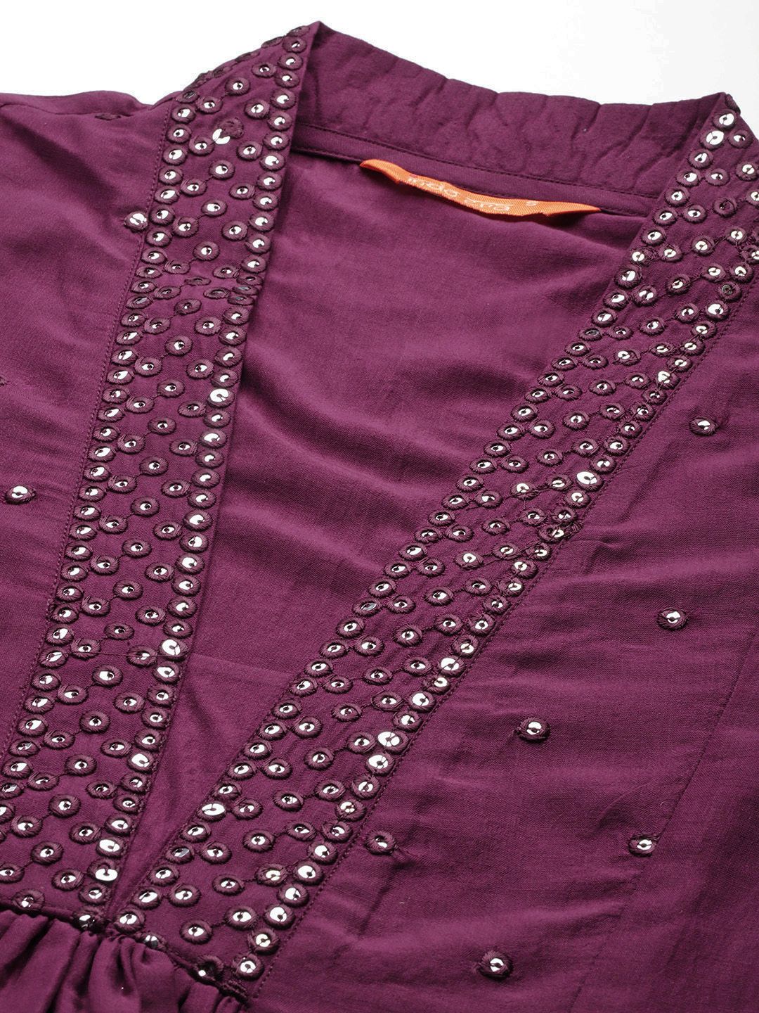 Indo Era Embroidered Panelled Sequinned Kurta with Trousers - Image 2