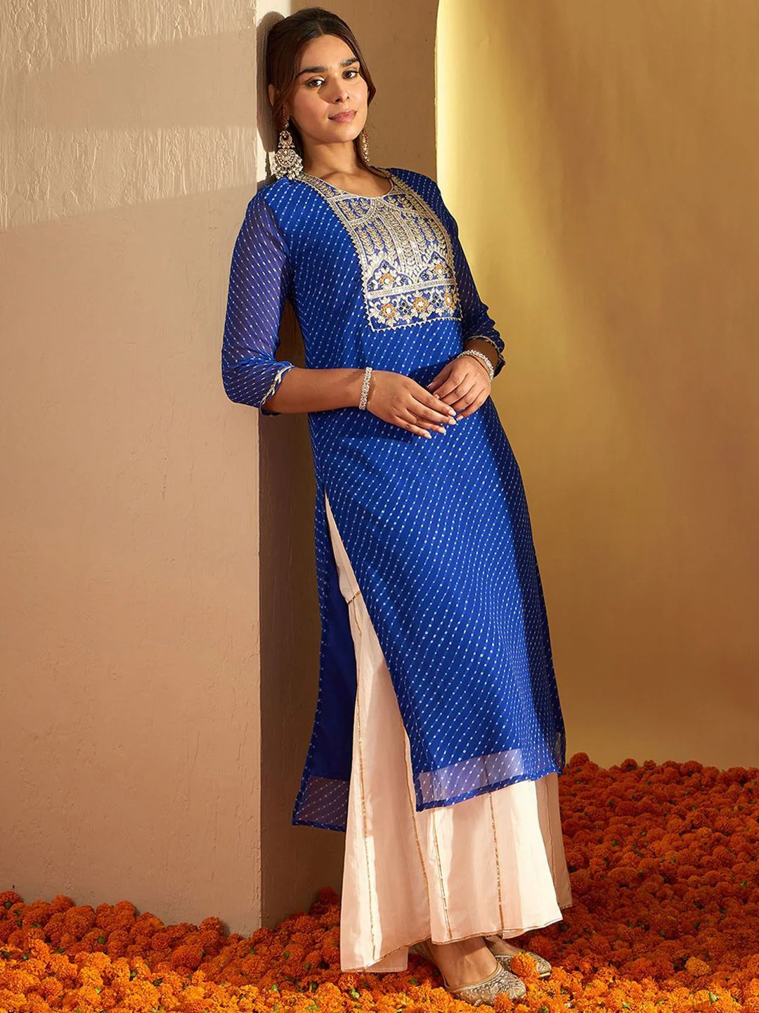 Indo Era Ethnic Motifs Embroidered Gotta Patti Straight Kurta - Image 5