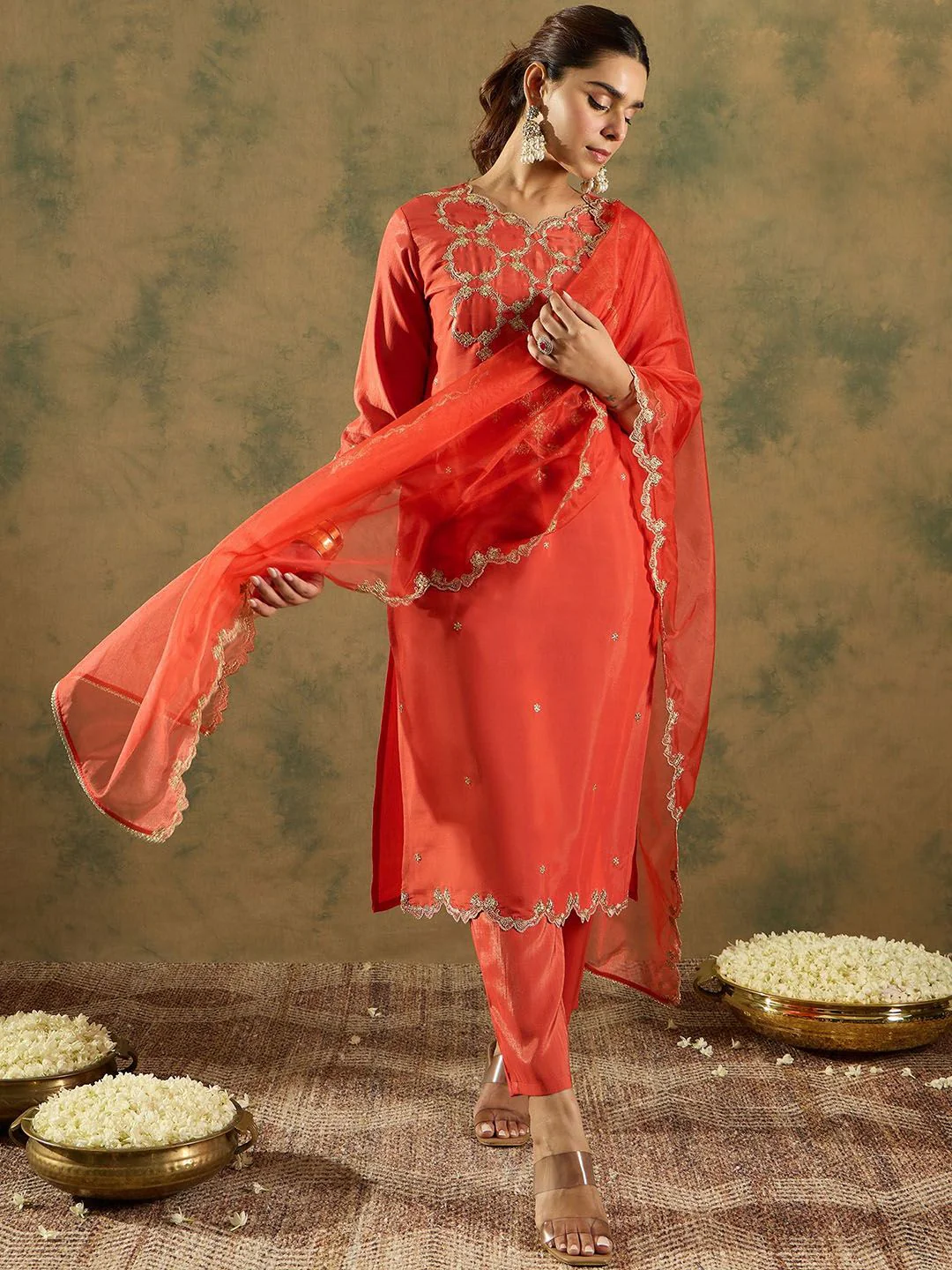 Indo Era Ethnic Motifs Embroidered Kurta With Trousers & Dupatta - Image 2