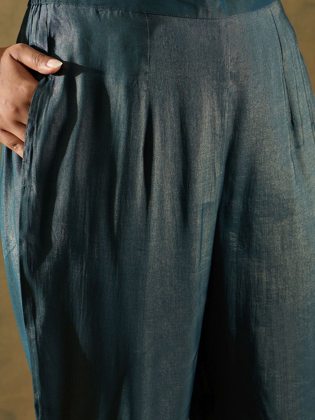 Indo Era Ethnic Motifs Embroidered Liva Kurta With Trousers & Dupatta - Image 3