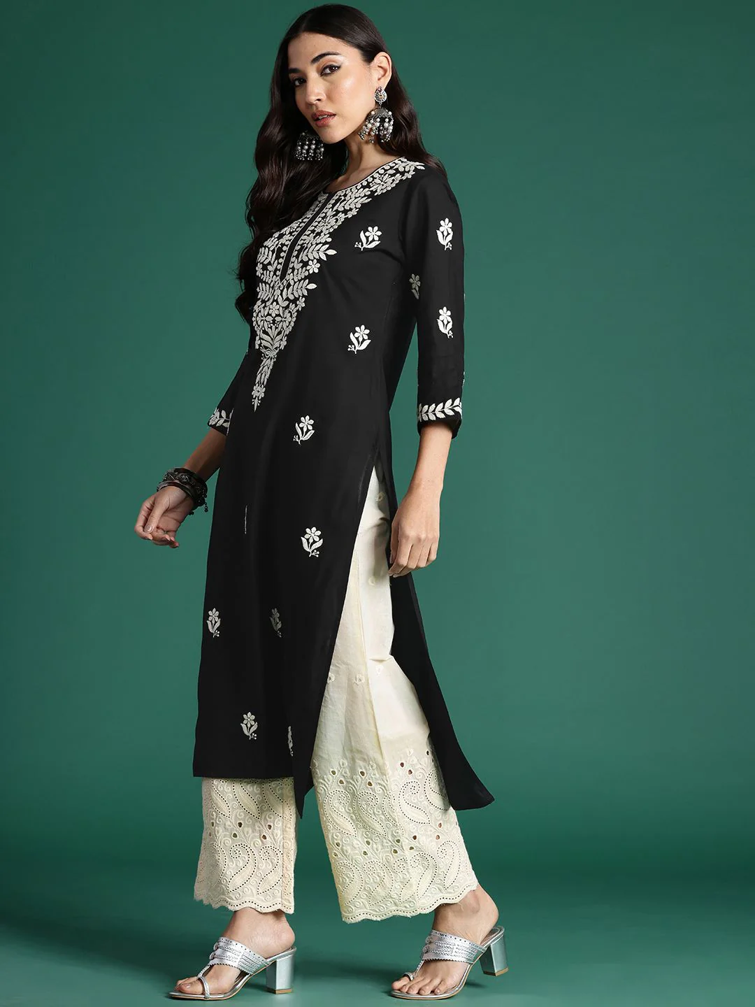 Indo Era Ethnic Motifs Embroidered Thread Work Kurta - Image 3