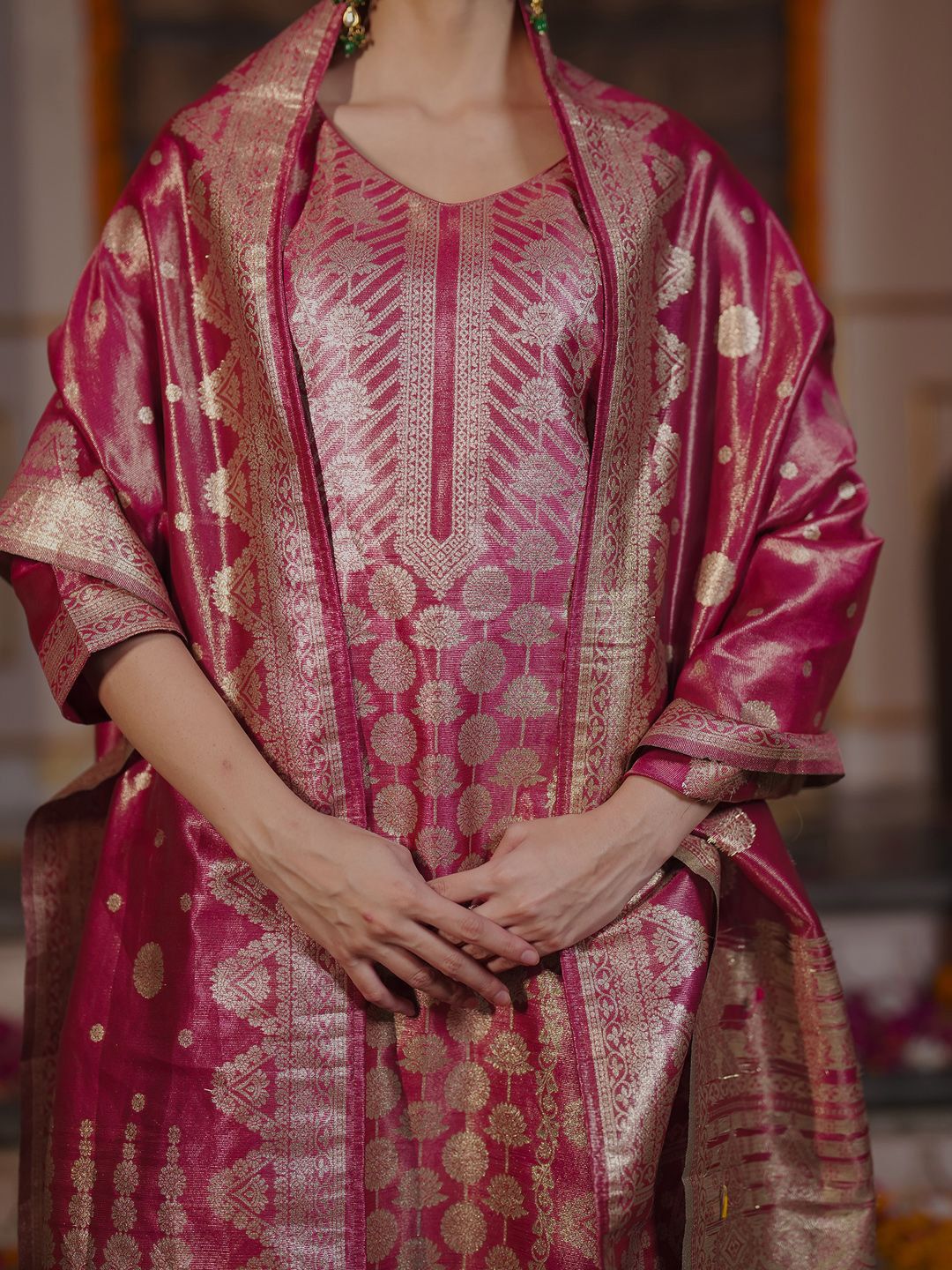 Indo Era Ethnic Motifs Woven Design Straight Kurta with Trousers & With Dupatta - Image 2
