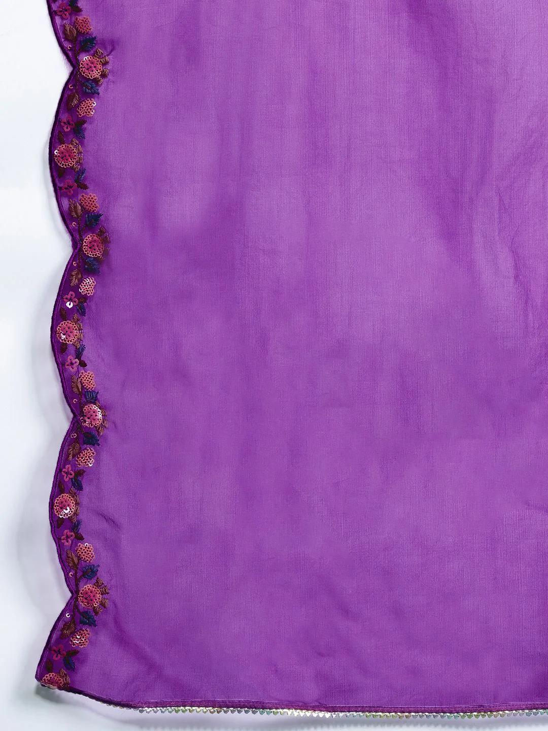 Indo Era Floral Embroidered Sequinned Liva Kurta With Trousers & Dupatta - Image 5