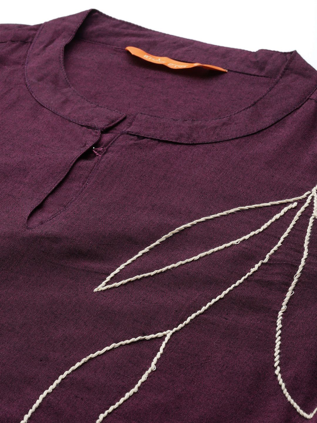 Indo Era Floral Embroidered Thread Work Pure Cotton Kurta with Trousers - Image 2