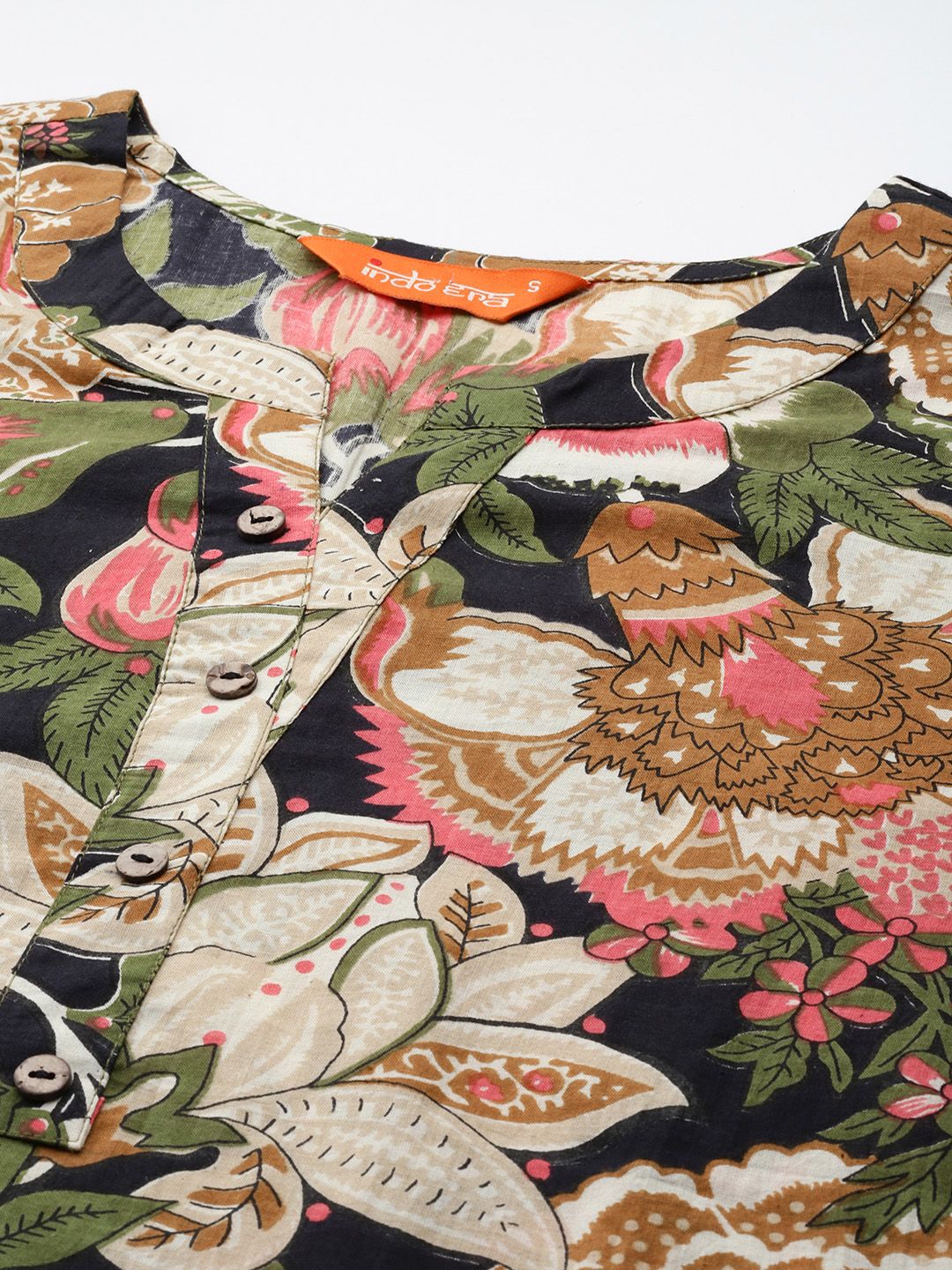 Indo Era Floral Printed Pure Cotton Kurta - Image 2