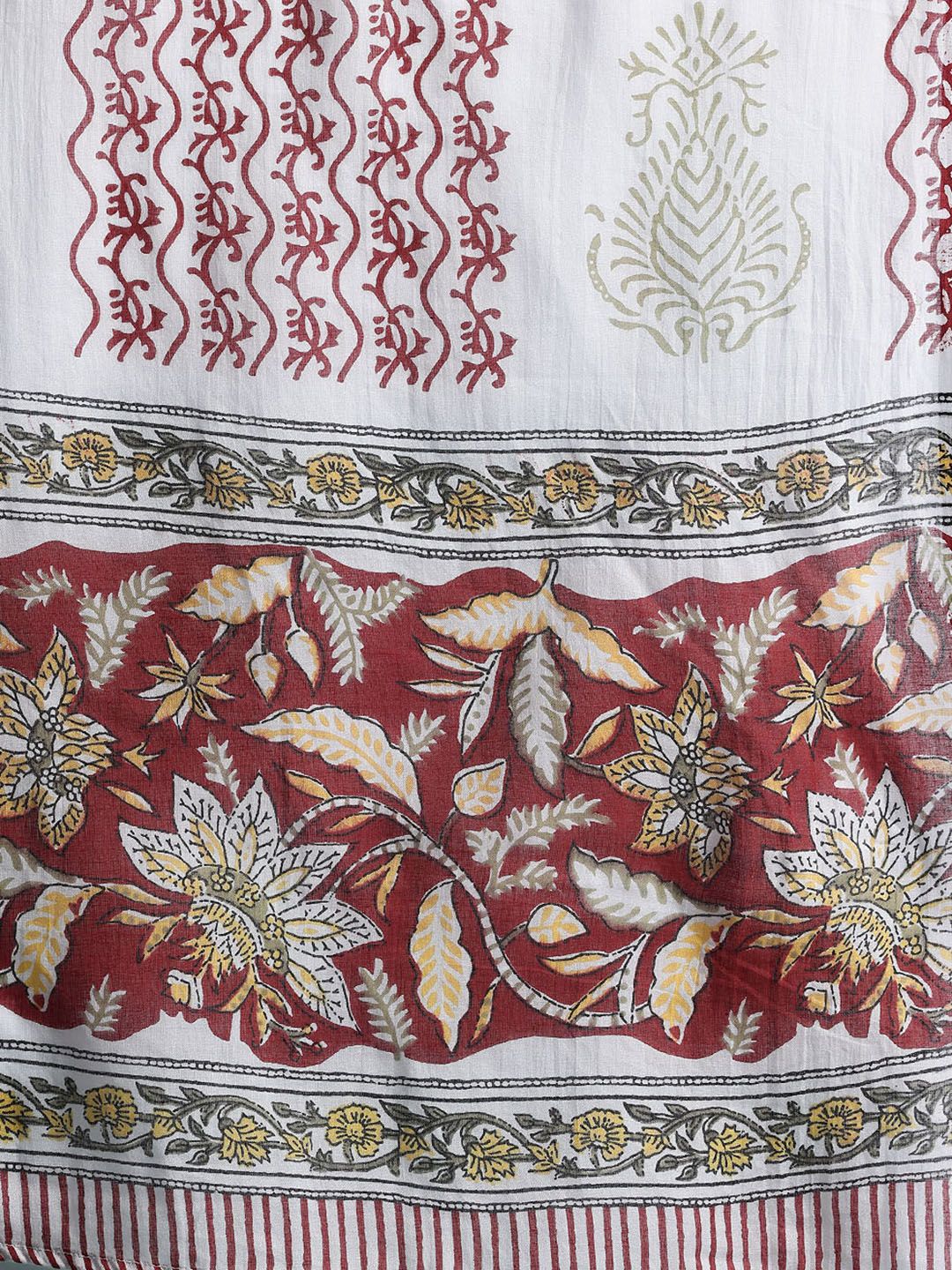 Indo Era Floral Printed Pure Cotton Kurta With Trousers & Dupatta - Image 4