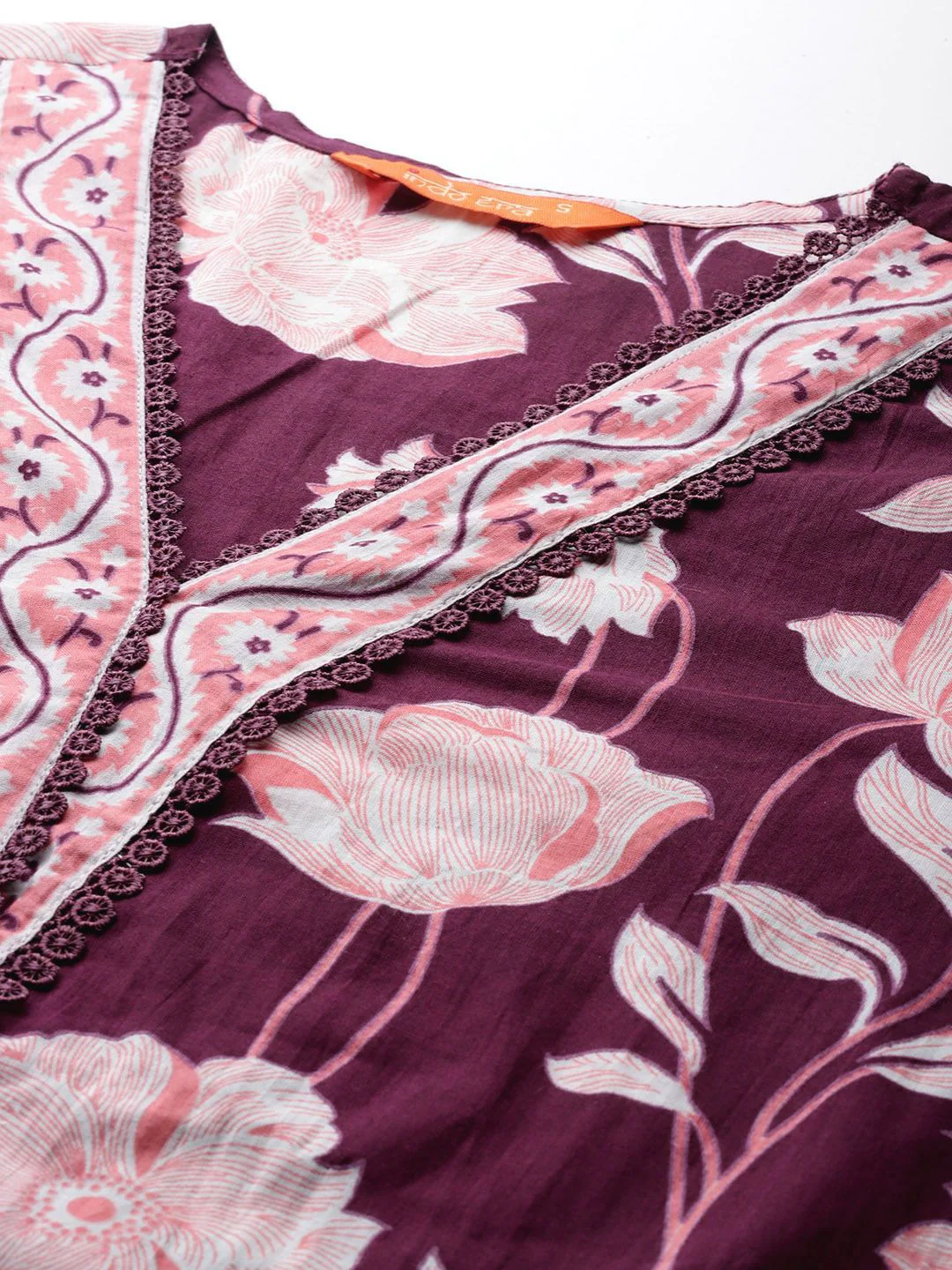Indo Era Floral Printed Pure Cotton Kurta With Trousers & Dupatta - Image 3