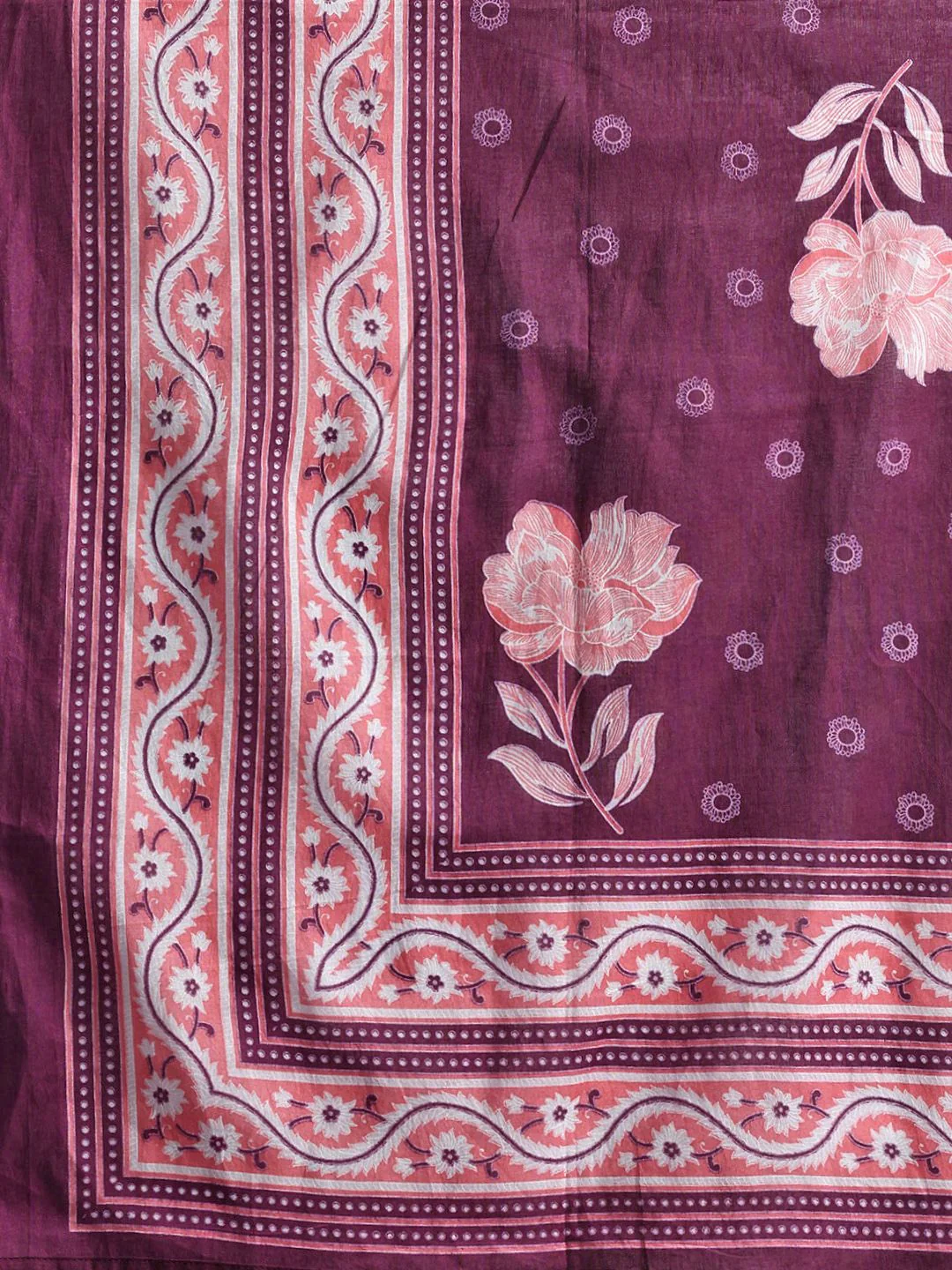 Indo Era Floral Printed Pure Cotton Kurta With Trousers & Dupatta - Image 4
