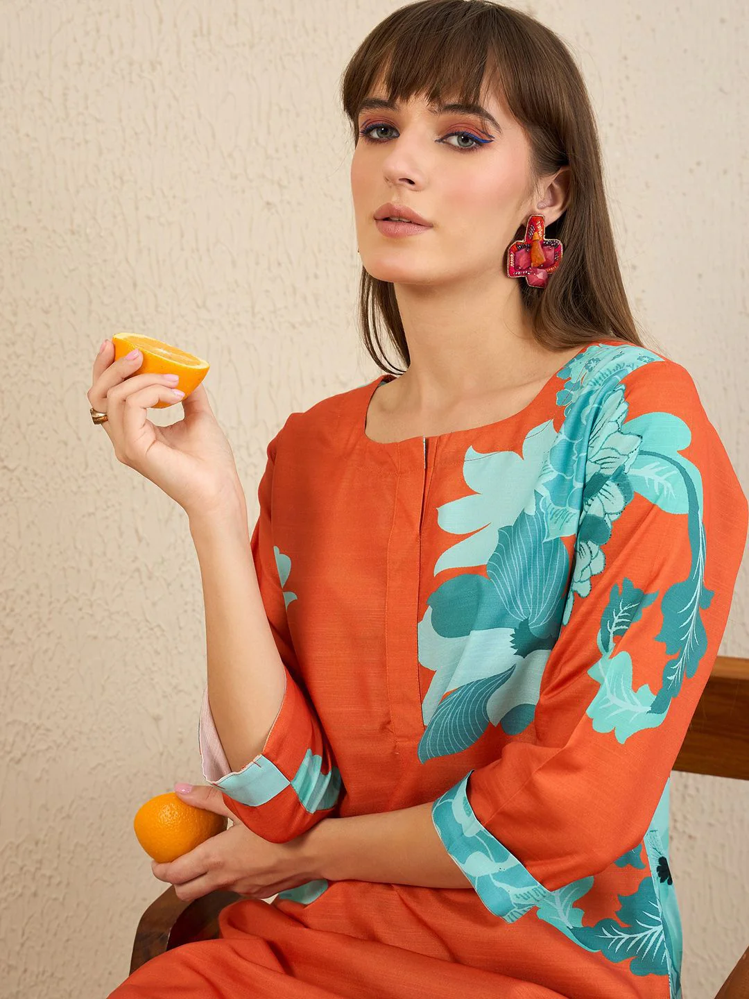 Indo Era Floral Printed Straight Kurta With Trousers - Image 2