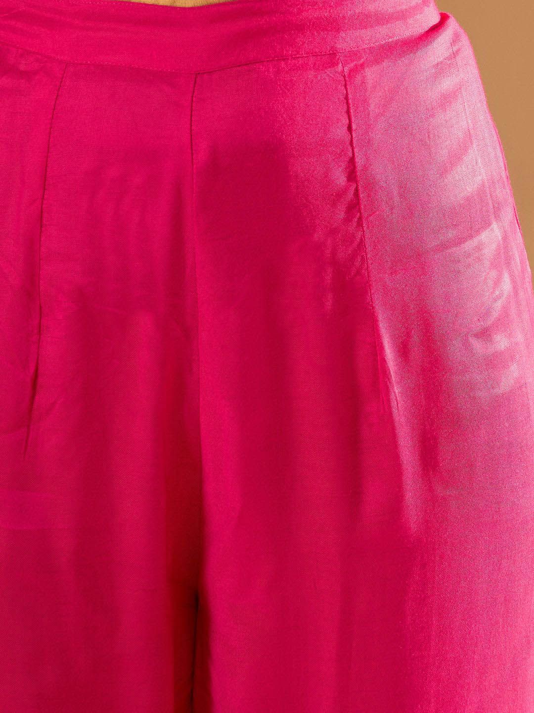 Indo Era Leheriya Printed Sequinned Straight Georgette Kurta with Trousers & Dupatta - Image 3