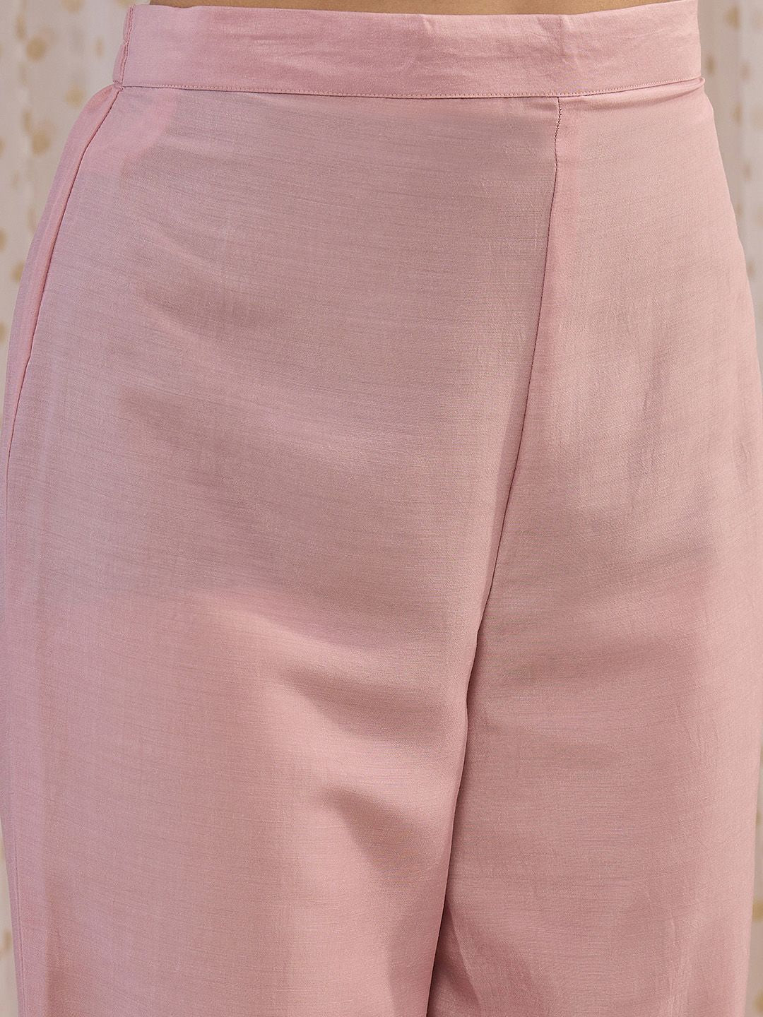 Indo Era Pink Ethnic Motifs Embroidered Gotta Patti Kurta with Trousers & Dupatta - Image 3