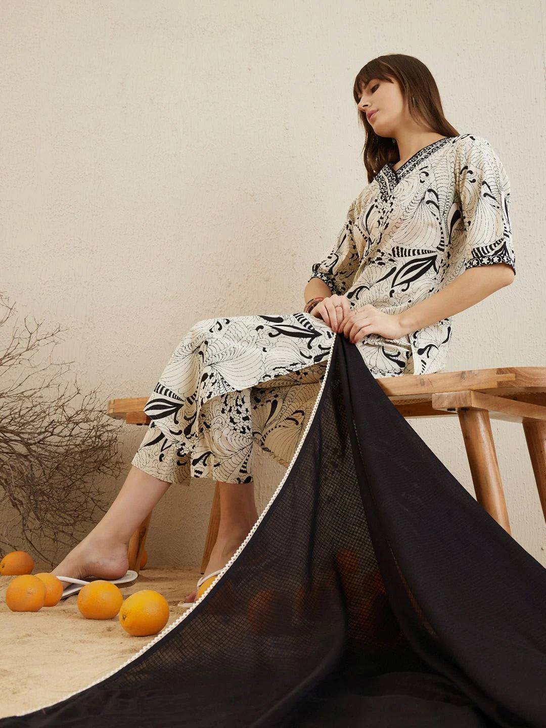 Indo Era Printed Regular Mirror Work Pure Cotton Kurta with Trousers & Dupatta - Image 6