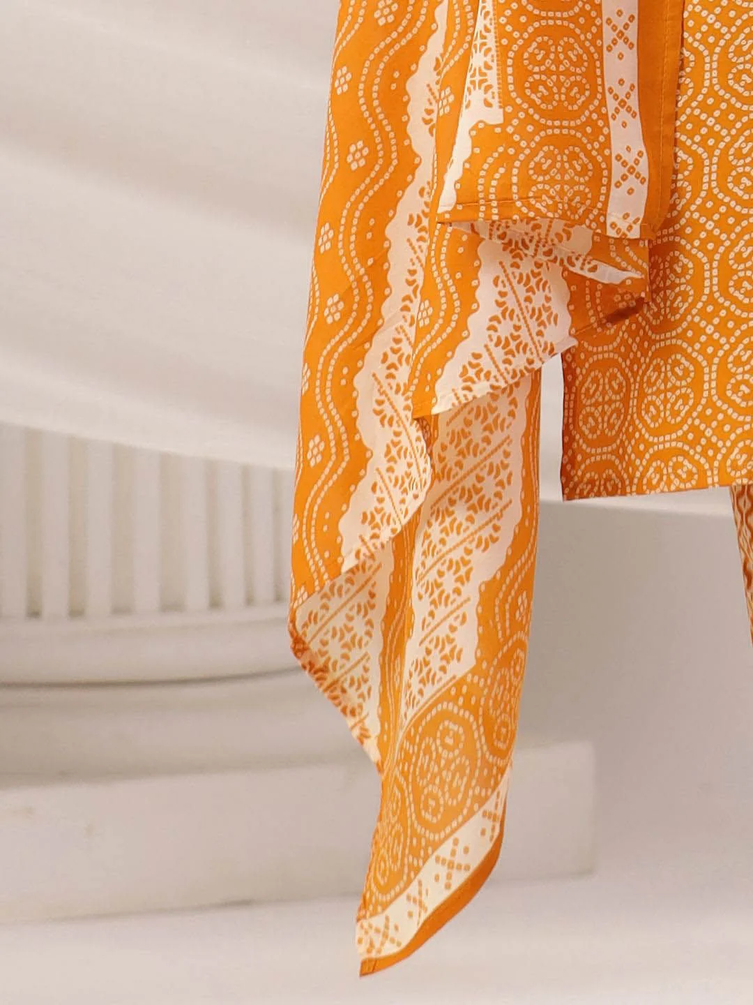 Indo Era Women Bandhani Printed Regular Mirror Work Kurta Trousers With Dupatta - Image 7