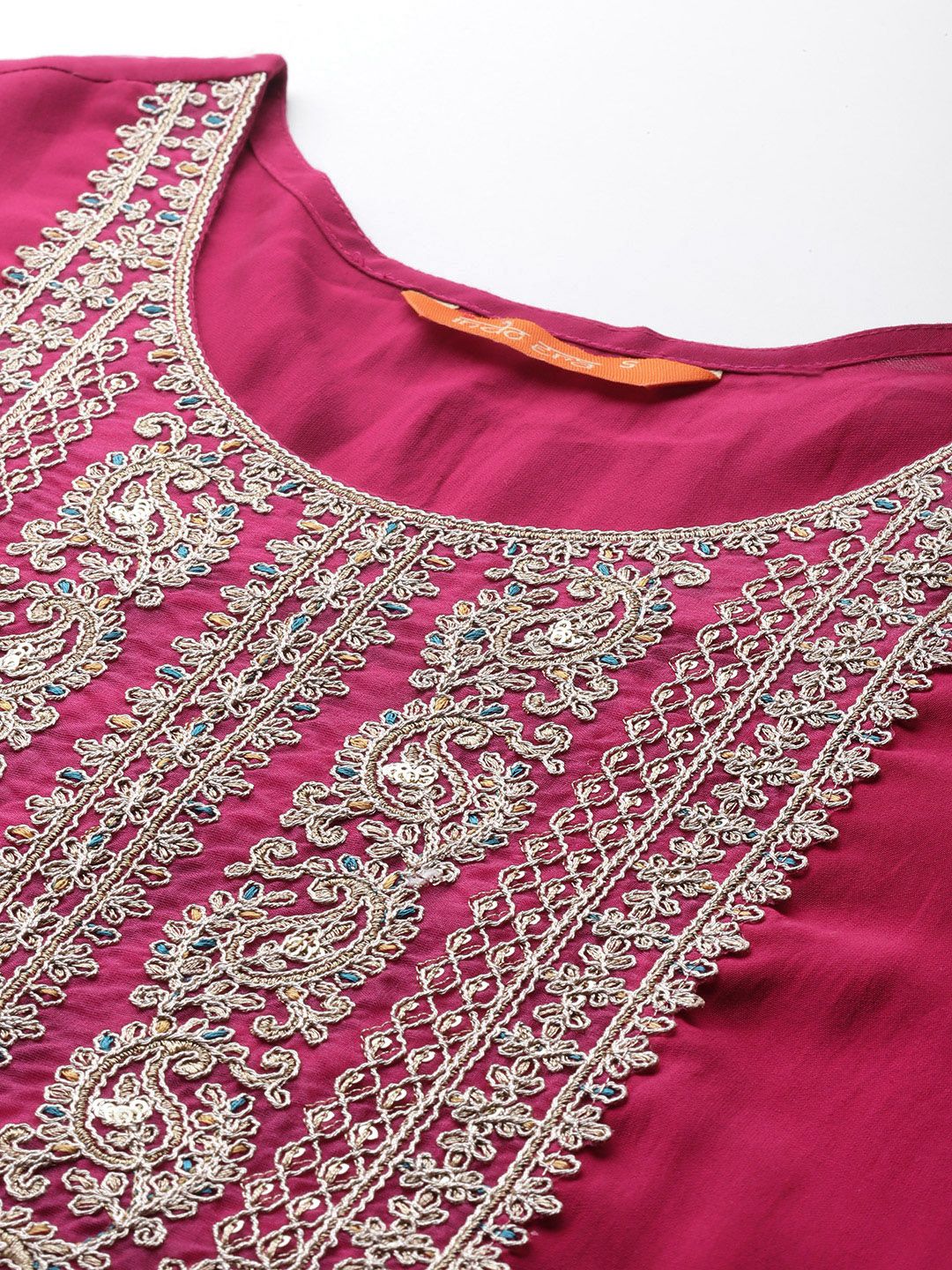 Indo Era Women Ethnic Motifs Embroidered Zari Liva Kurta With Trousers & Dupatta - Image 2