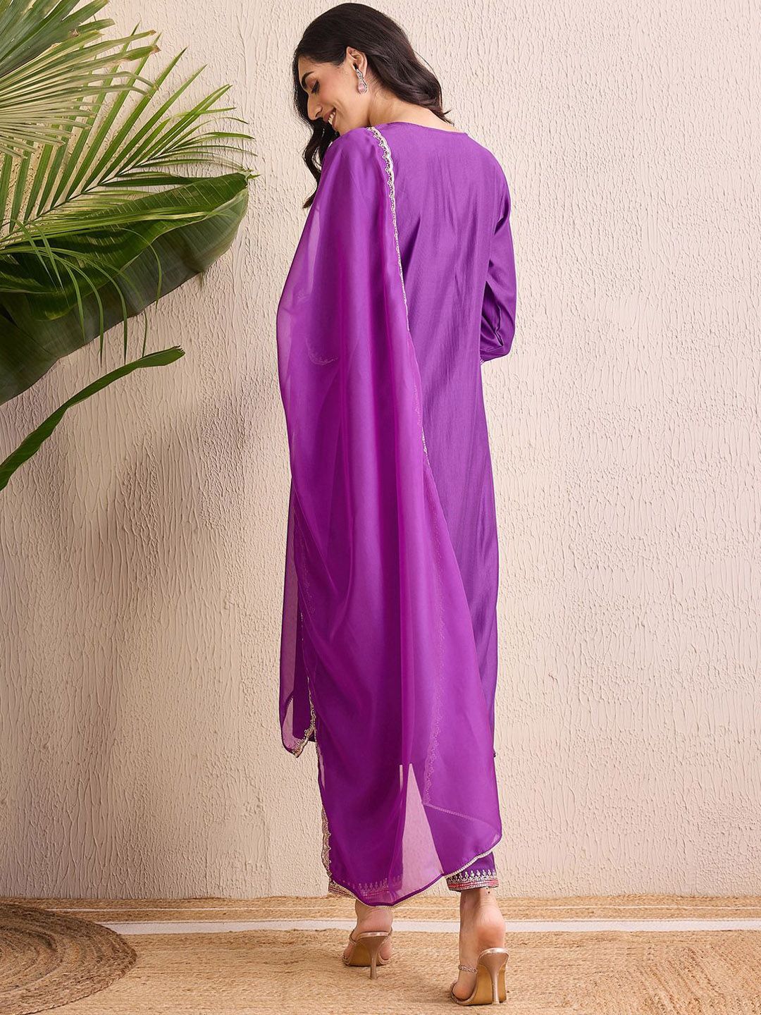 Indo Era Women Ethnic Motifs Yoke Design Regular Liva Kurta with Trousers & With Dupatta - Image 6