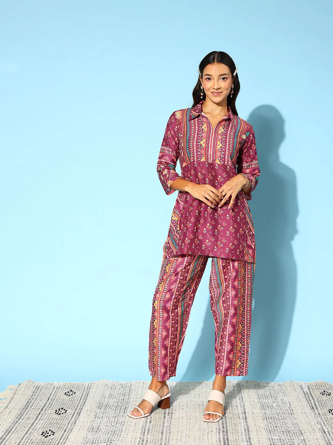 Indo Era Women Floral Printed Co-Ords Set - Image 3