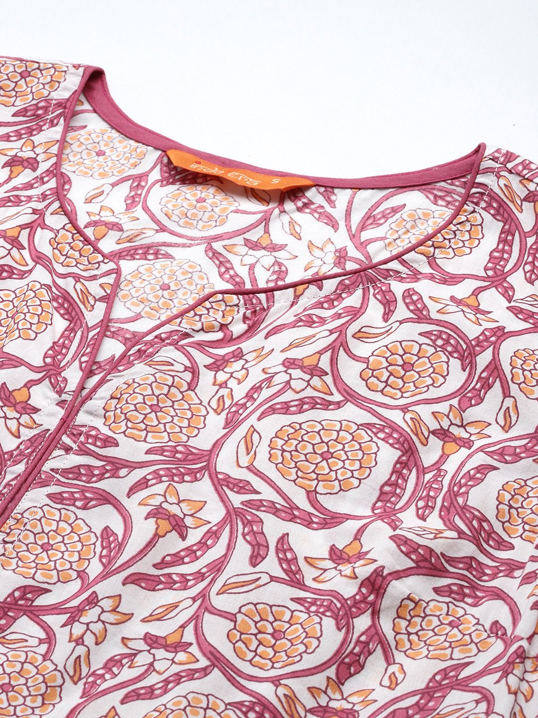 Indo Era Women Floral Printed Pure Cotton Anarkali Kurta - Image 2