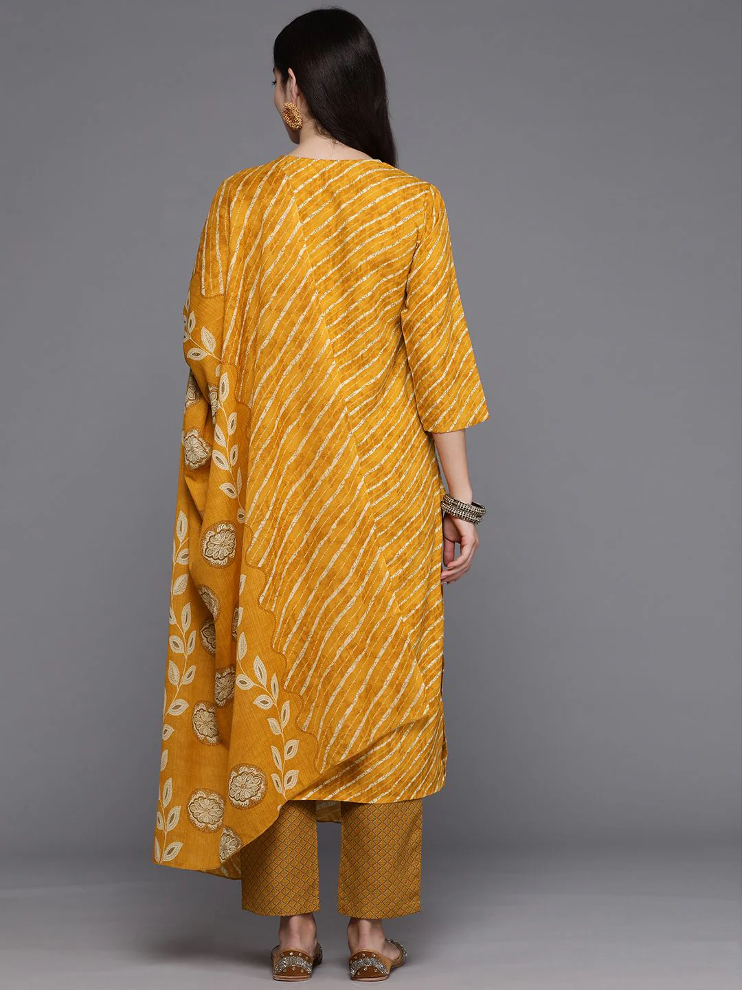 Indo Era Women Floral Yoke Design Regular Pure Cotton Kurta with Trousers & With Dupatta - Image 7