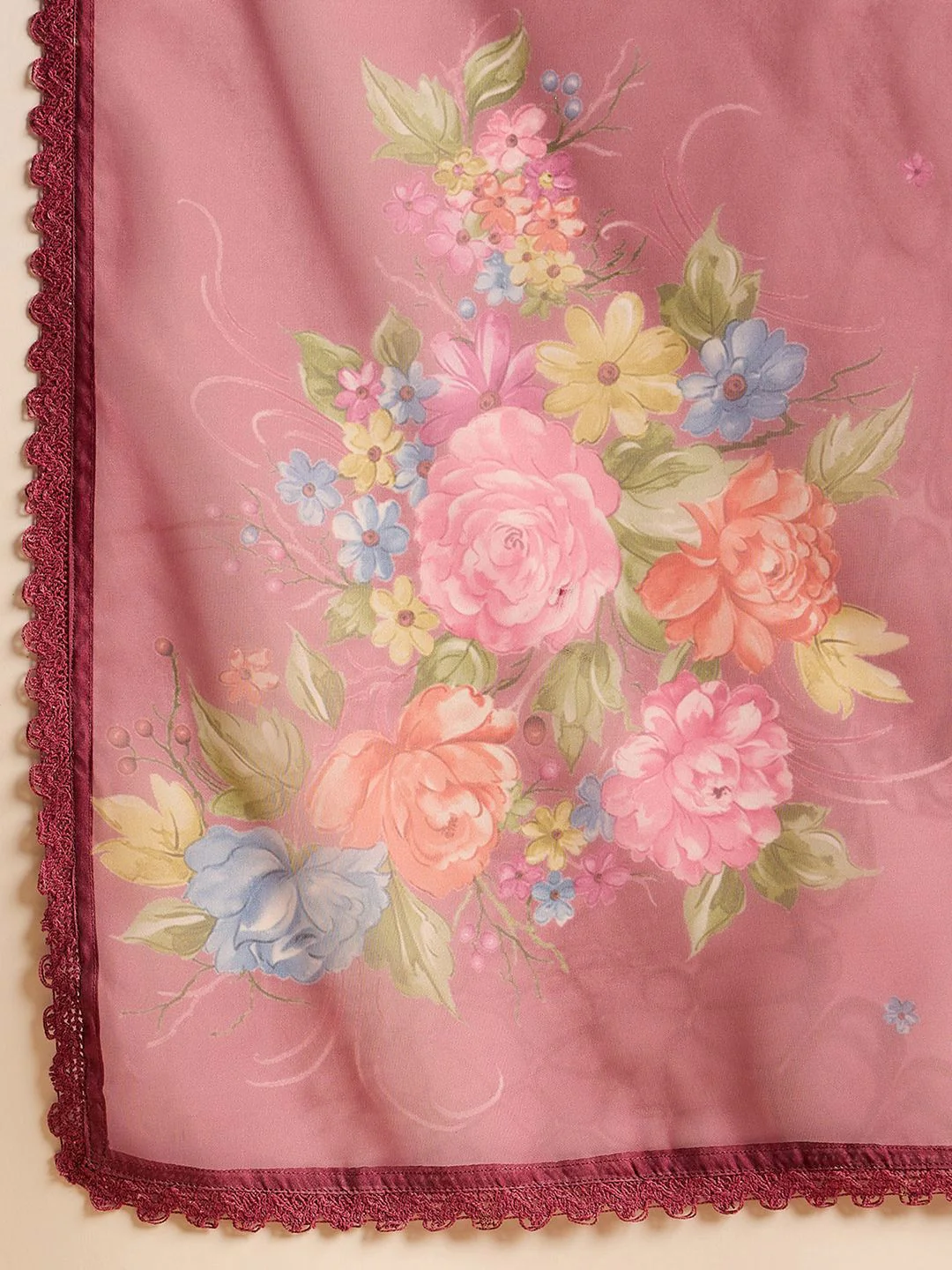 Indo Era Women Floral Yoke Design Regular Thread Work Kurta with Trousers & With Dupatta - Image 5