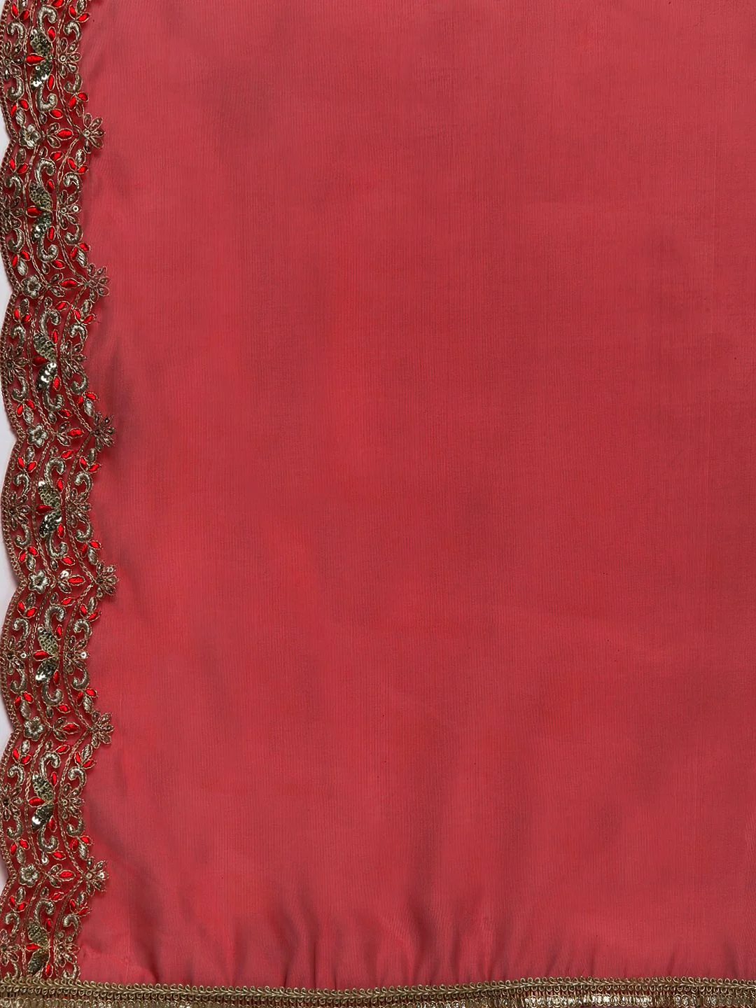 Indo Era Women Red Ethnic Motifs Embroidered Sequinned Liva Kurta with Trousers & Dupatta - Image 5