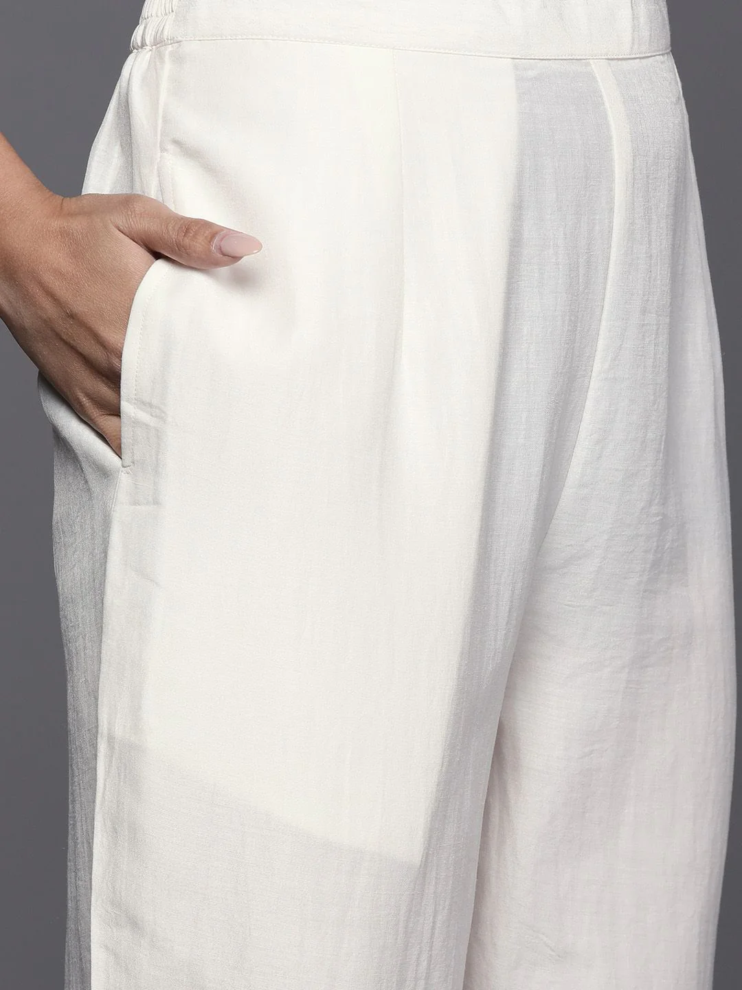 Indo Era Women White Ethnic Motifs Embroidered Kurta with Trousers & With Dupatta - Image 3