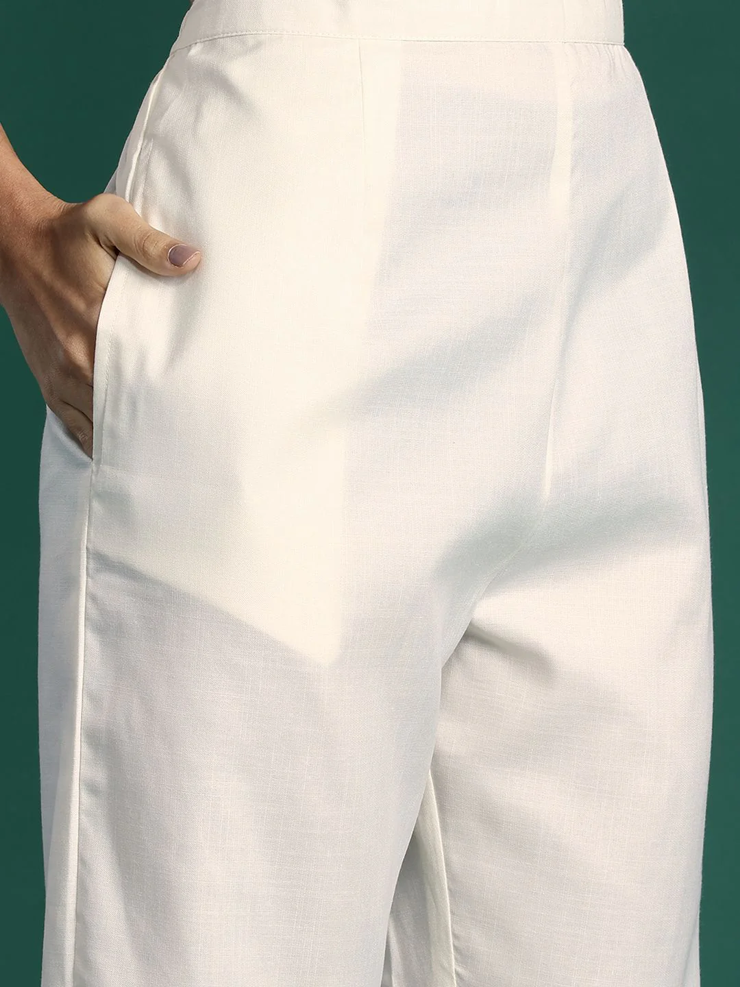 Indo Era Yoke Design Zari Pure Cotton Kurta With Trousers & Dupatta - Image 5
