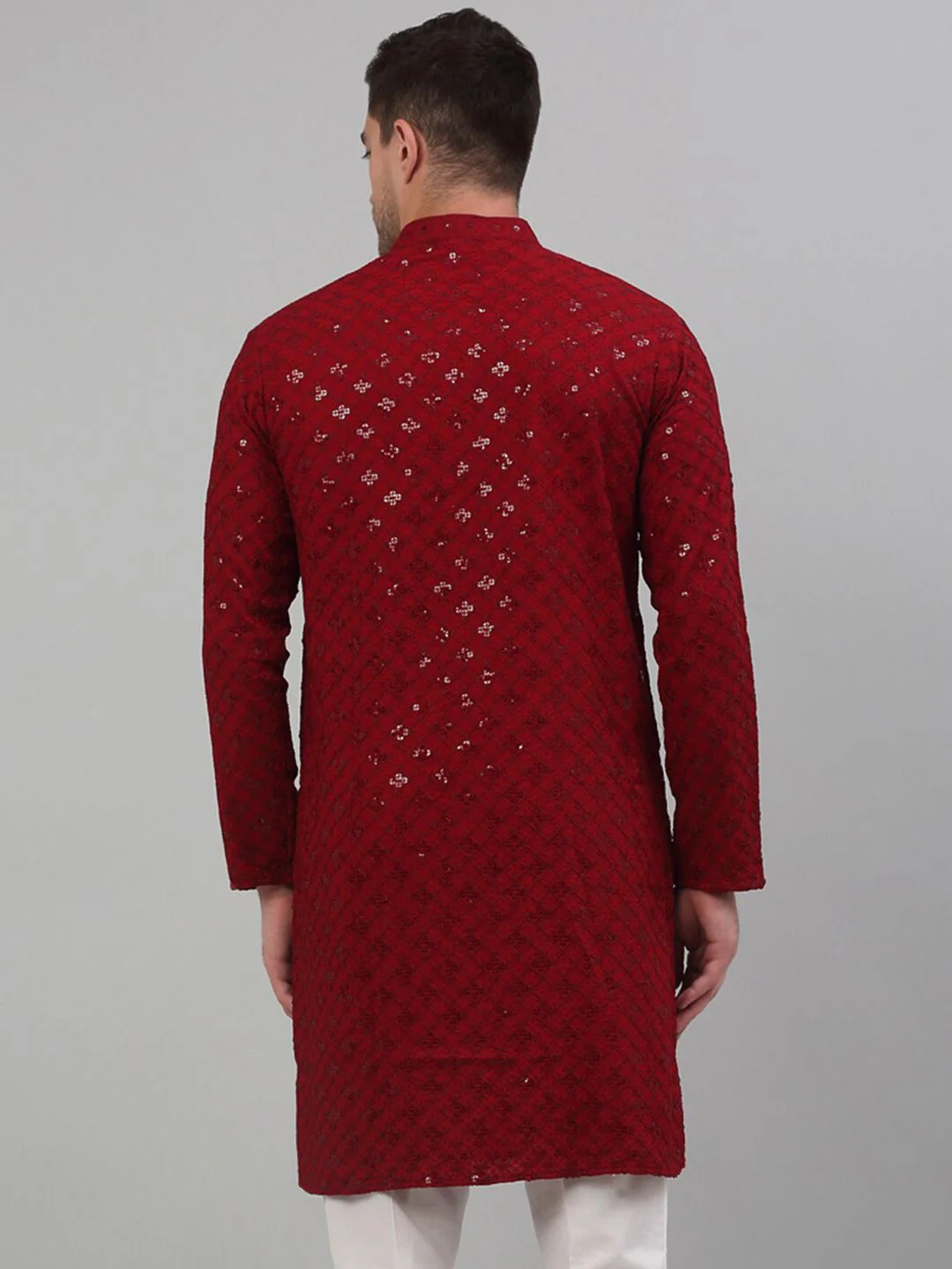 Jompers Embroidered Mandarin Collar Sequins Kurta - Image 5