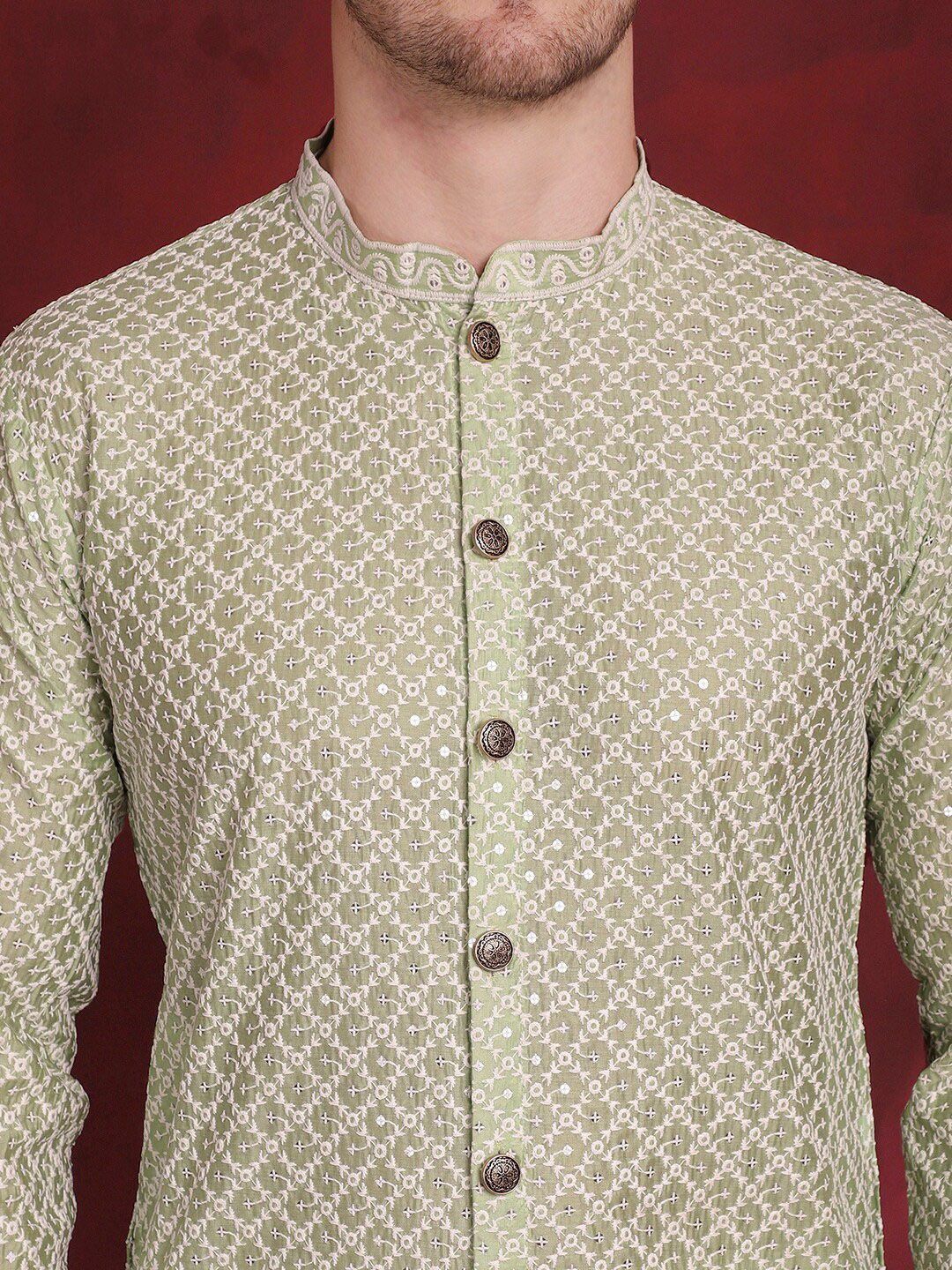 Jompers Embroidered Regular Sequinned Kurta with Pyjamas - Image 2