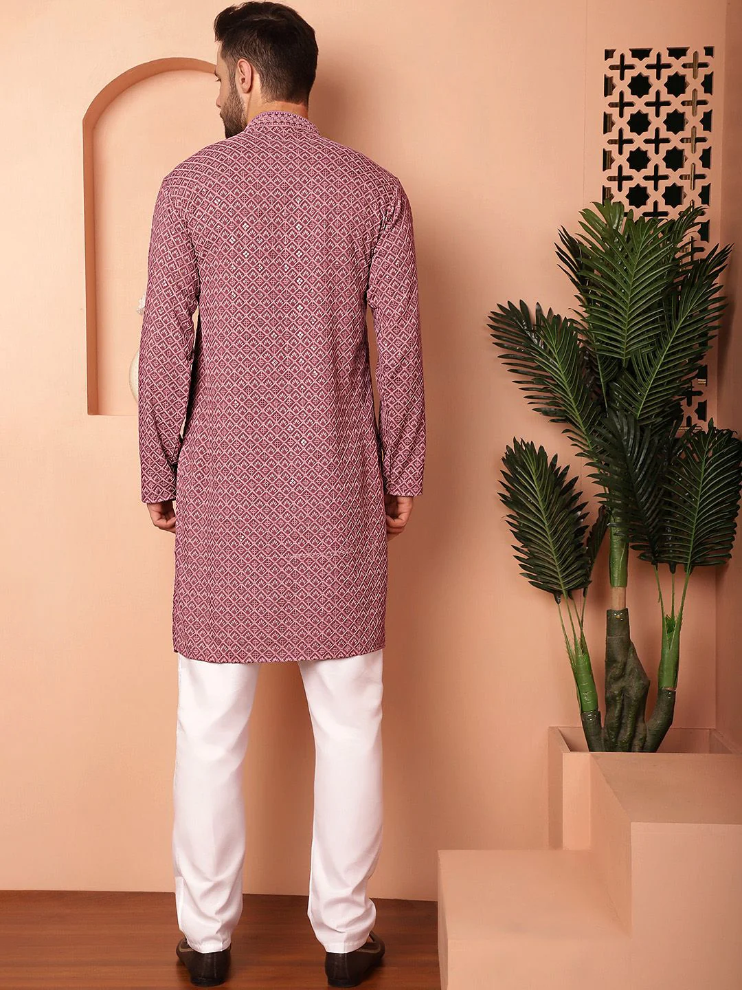 Jompers Ethnic Motifs Embroidered Regular Thread Work Kurta With Pyjamas - Image 6