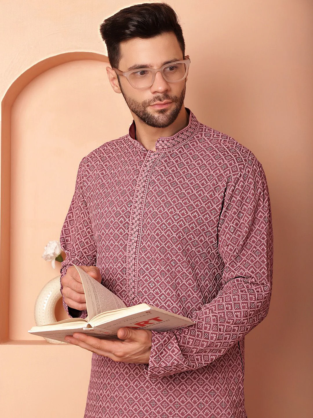 Jompers Ethnic Motifs Embroidered Regular Thread Work Kurta With Pyjamas - Image 7