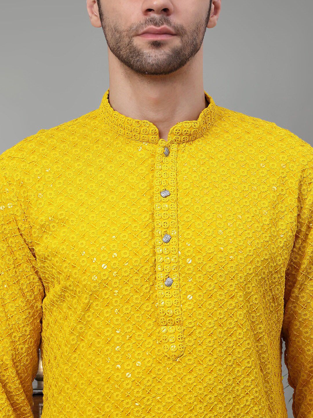 Jompers Floral Embroidered Chikankari Pure Cotton Kurta with Churidar - Image 2
